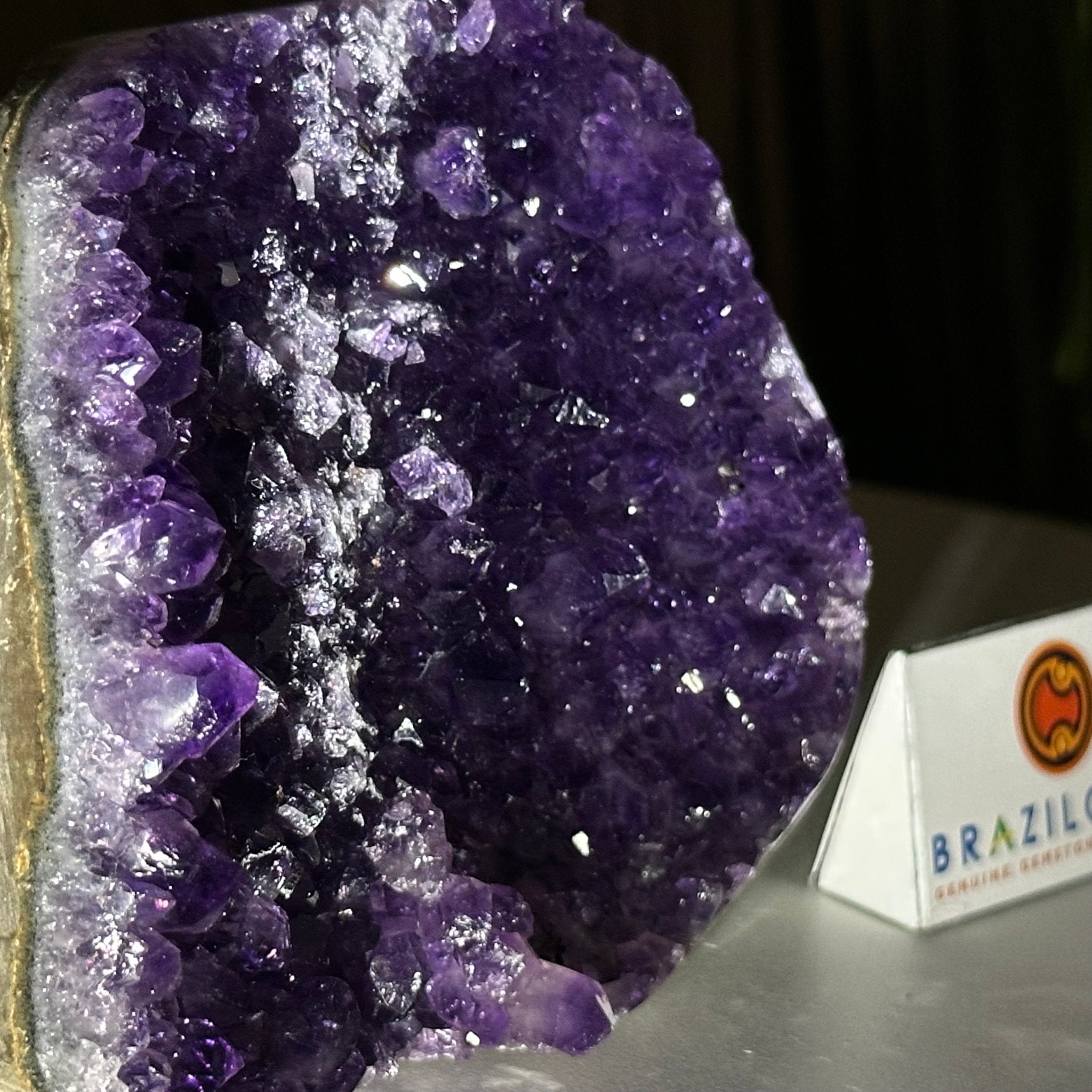 Small Extra Plus Quality Amethyst Cluster Flat Base, 3.3" Tall 5611 - 0919 - Brazil GemsBrazil GemsSmall Extra Plus Quality Amethyst Cluster Flat Base, 3.3" Tall 5611 - 0919Small Clusters with Flat Bases5611 - 0919