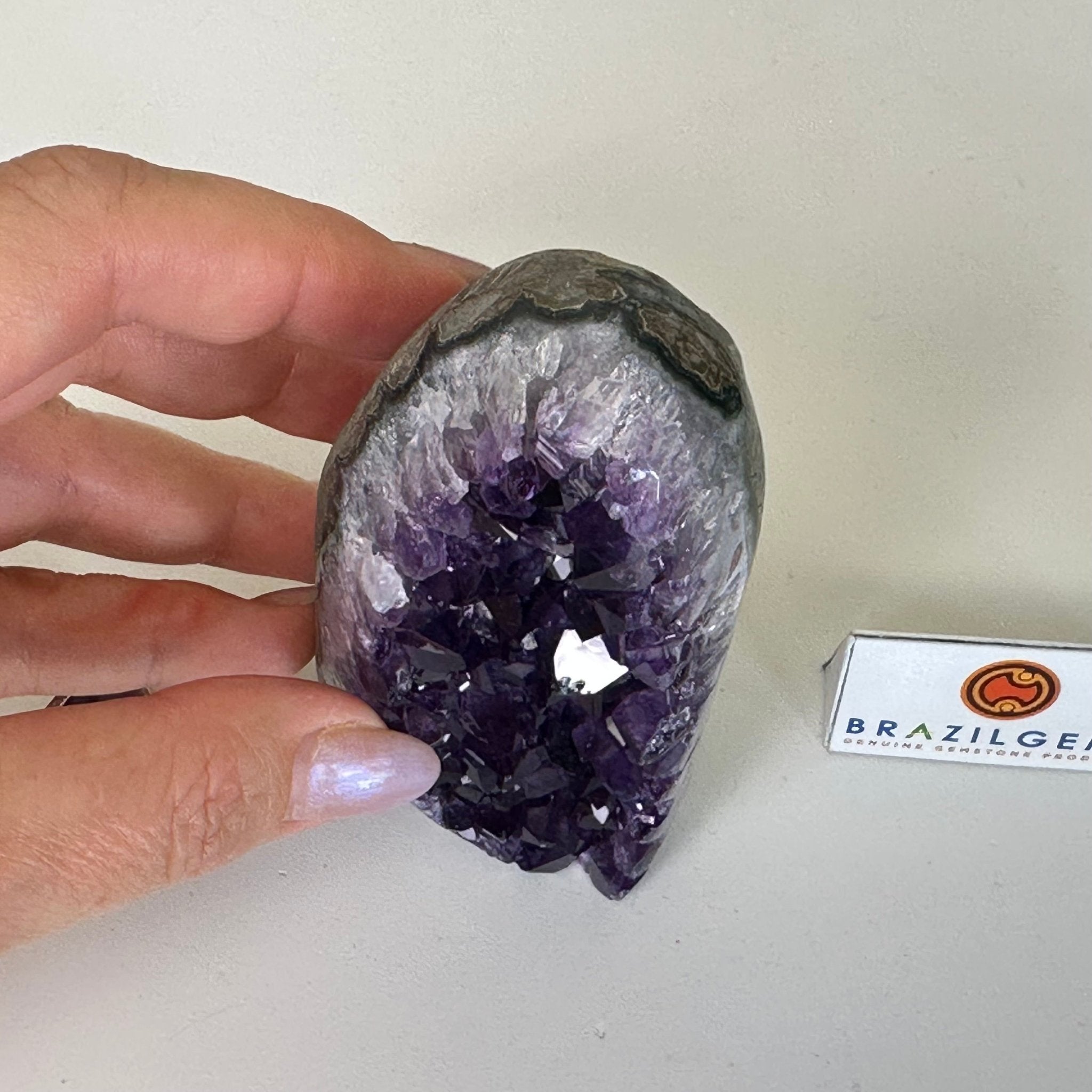 Small Extra Plus Quality Amethyst Cluster Flat Base, 4.2" Tall 5611 - 0914 - Brazil GemsBrazil GemsSmall Extra Plus Quality Amethyst Cluster Flat Base, 4.2" Tall 5611 - 0914Small Clusters with Flat Bases5611 - 0914