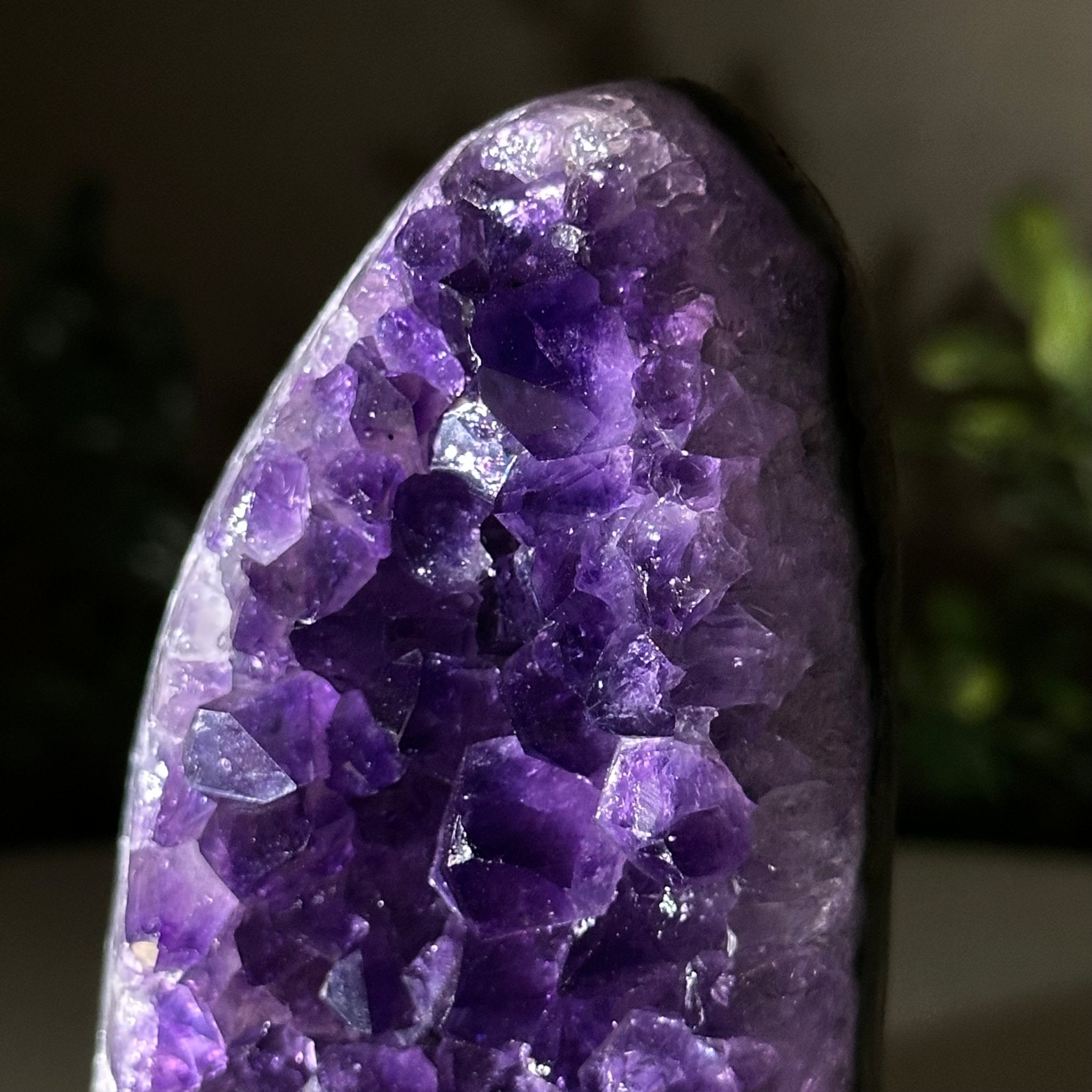 Small Extra Plus Quality Amethyst Cluster Flat Base, 4.2" Tall 5611 - 0914 - Brazil GemsBrazil GemsSmall Extra Plus Quality Amethyst Cluster Flat Base, 4.2" Tall 5611 - 0914Small Clusters with Flat Bases5611 - 0914