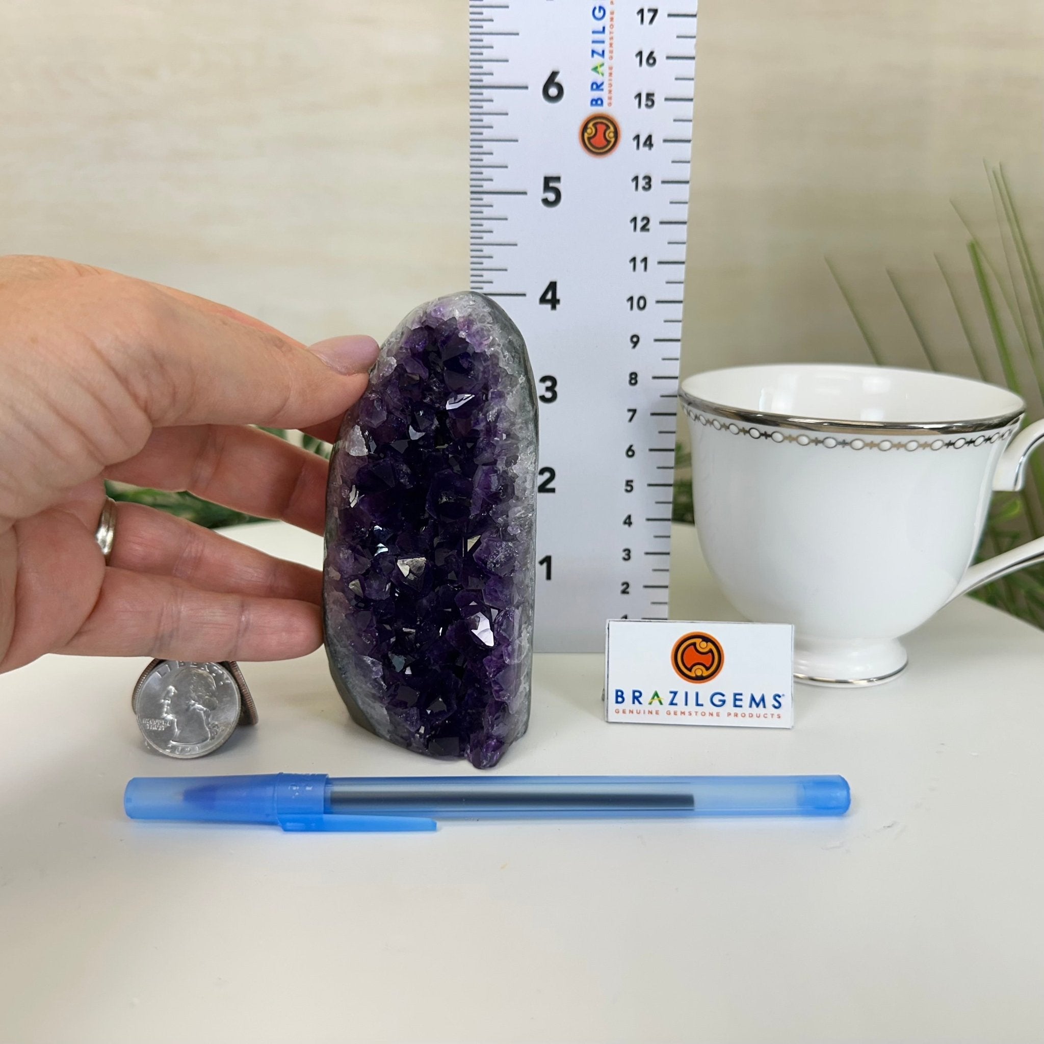 Small Extra Plus Quality Amethyst Cluster Flat Base, 4.2" Tall 5611 - 0914 - Brazil GemsBrazil GemsSmall Extra Plus Quality Amethyst Cluster Flat Base, 4.2" Tall 5611 - 0914Small Clusters with Flat Bases5611 - 0914