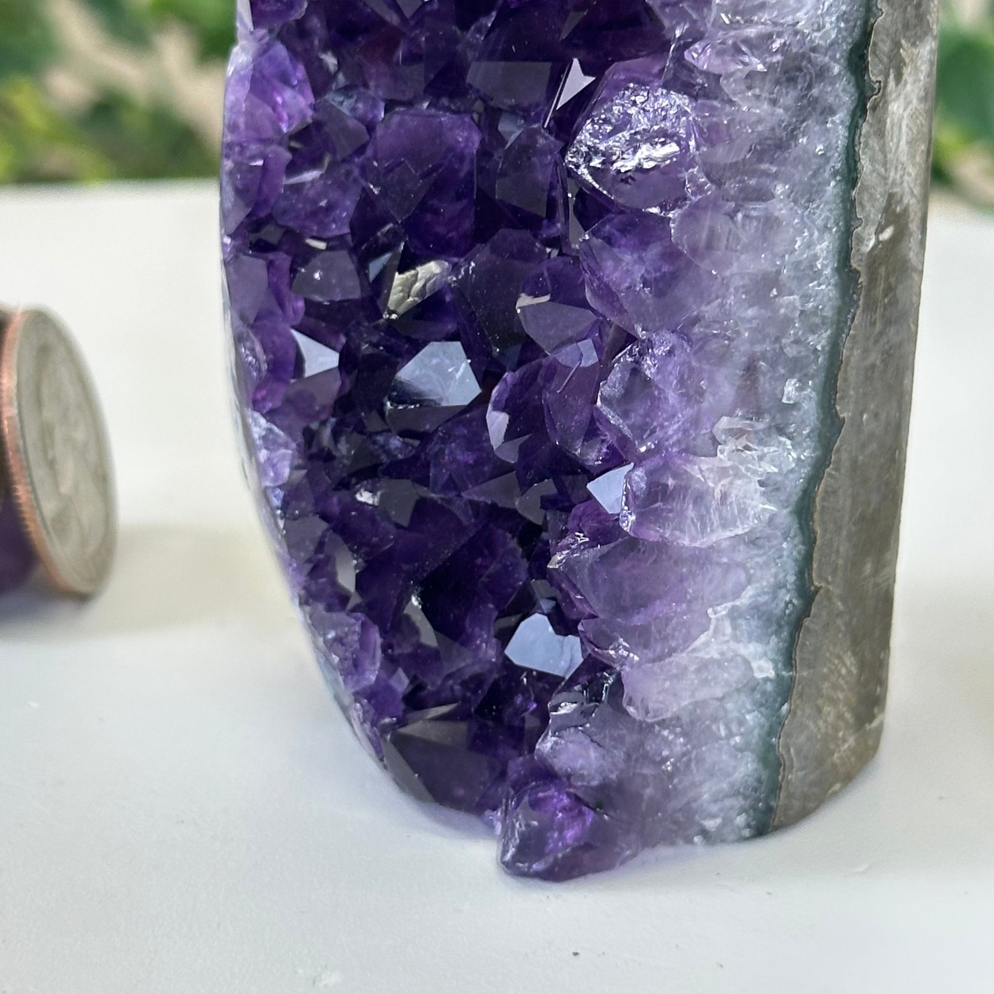 Small Extra Plus Quality Amethyst Cluster Flat Base, 4.2" Tall 5611 - 0914 - Brazil GemsBrazil GemsSmall Extra Plus Quality Amethyst Cluster Flat Base, 4.2" Tall 5611 - 0914Small Clusters with Flat Bases5611 - 0914