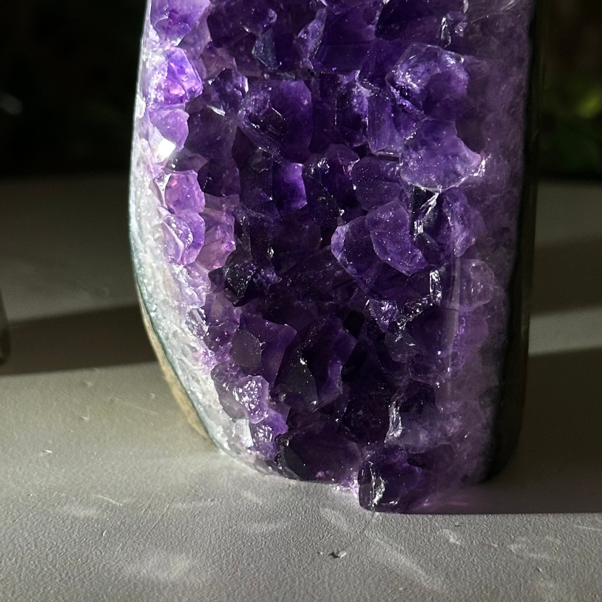 Small Extra Plus Quality Amethyst Cluster Flat Base, 4.2" Tall 5611 - 0914 - Brazil GemsBrazil GemsSmall Extra Plus Quality Amethyst Cluster Flat Base, 4.2" Tall 5611 - 0914Small Clusters with Flat Bases5611 - 0914