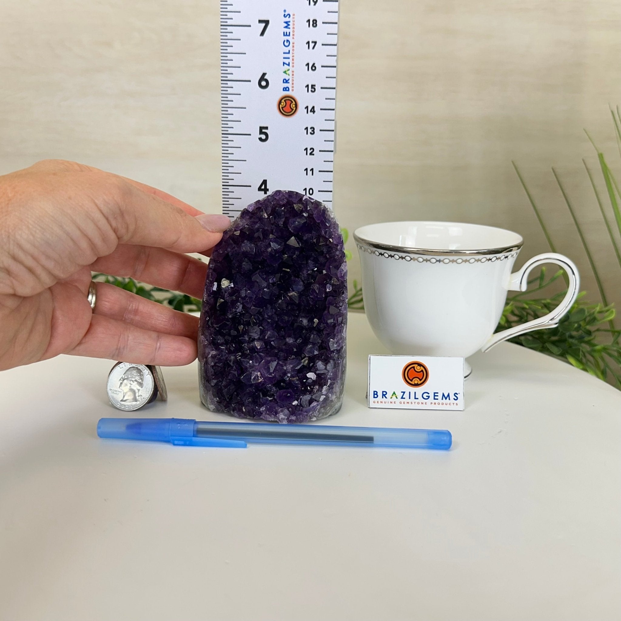 Small Extra Plus Quality Amethyst Cluster Flat Base, 4.2" Tall 5611 - 0917 - Brazil GemsBrazil GemsSmall Extra Plus Quality Amethyst Cluster Flat Base, 4.2" Tall 5611 - 0917Small Clusters with Flat Bases5611 - 0917