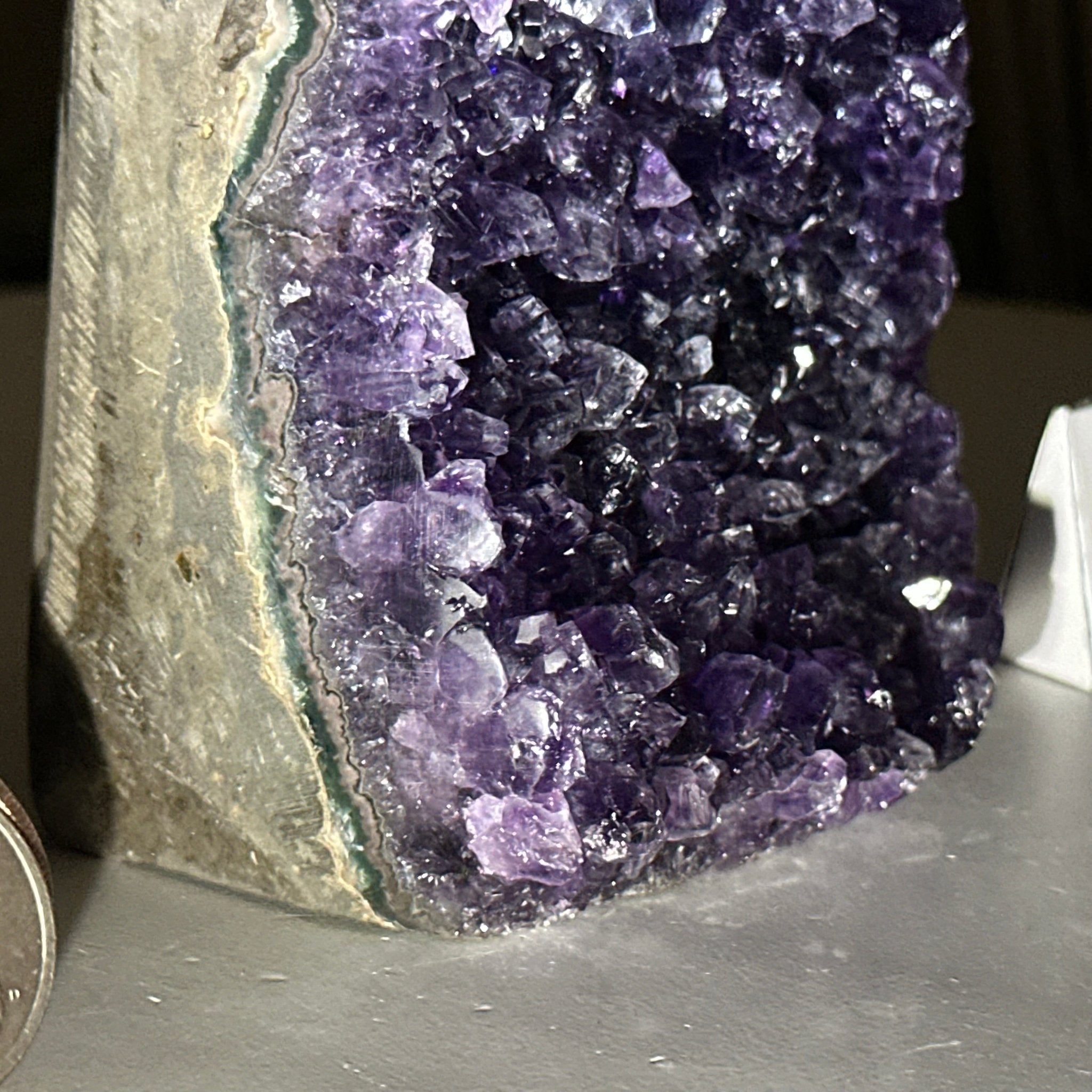 Small Extra Plus Quality Amethyst Cluster Flat Base, 4.2" Tall 5611 - 0920 - Brazil GemsBrazil GemsSmall Extra Plus Quality Amethyst Cluster Flat Base, 4.2" Tall 5611 - 0920Small Clusters with Flat Bases5611 - 0920