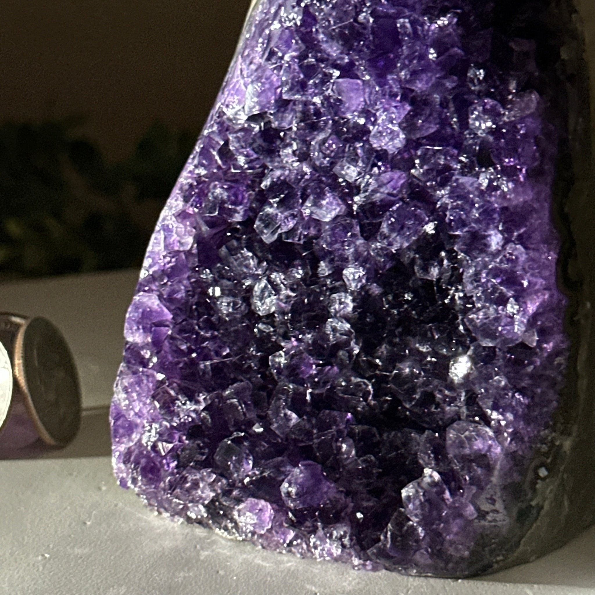 Small Extra Plus Quality Amethyst Cluster Flat Base, 4.2" Tall 5611 - 0920 - Brazil GemsBrazil GemsSmall Extra Plus Quality Amethyst Cluster Flat Base, 4.2" Tall 5611 - 0920Small Clusters with Flat Bases5611 - 0920