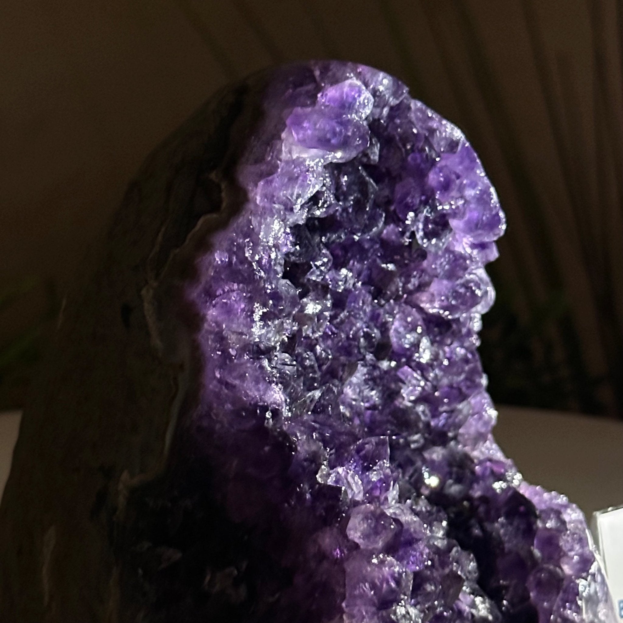 Small Extra Plus Quality Amethyst Cluster Flat Base, 4.6" Tall 5611 - 0925 - Brazil GemsBrazil GemsSmall Extra Plus Quality Amethyst Cluster Flat Base, 4.6" Tall 5611 - 0925Small Clusters with Flat Bases5611 - 0925