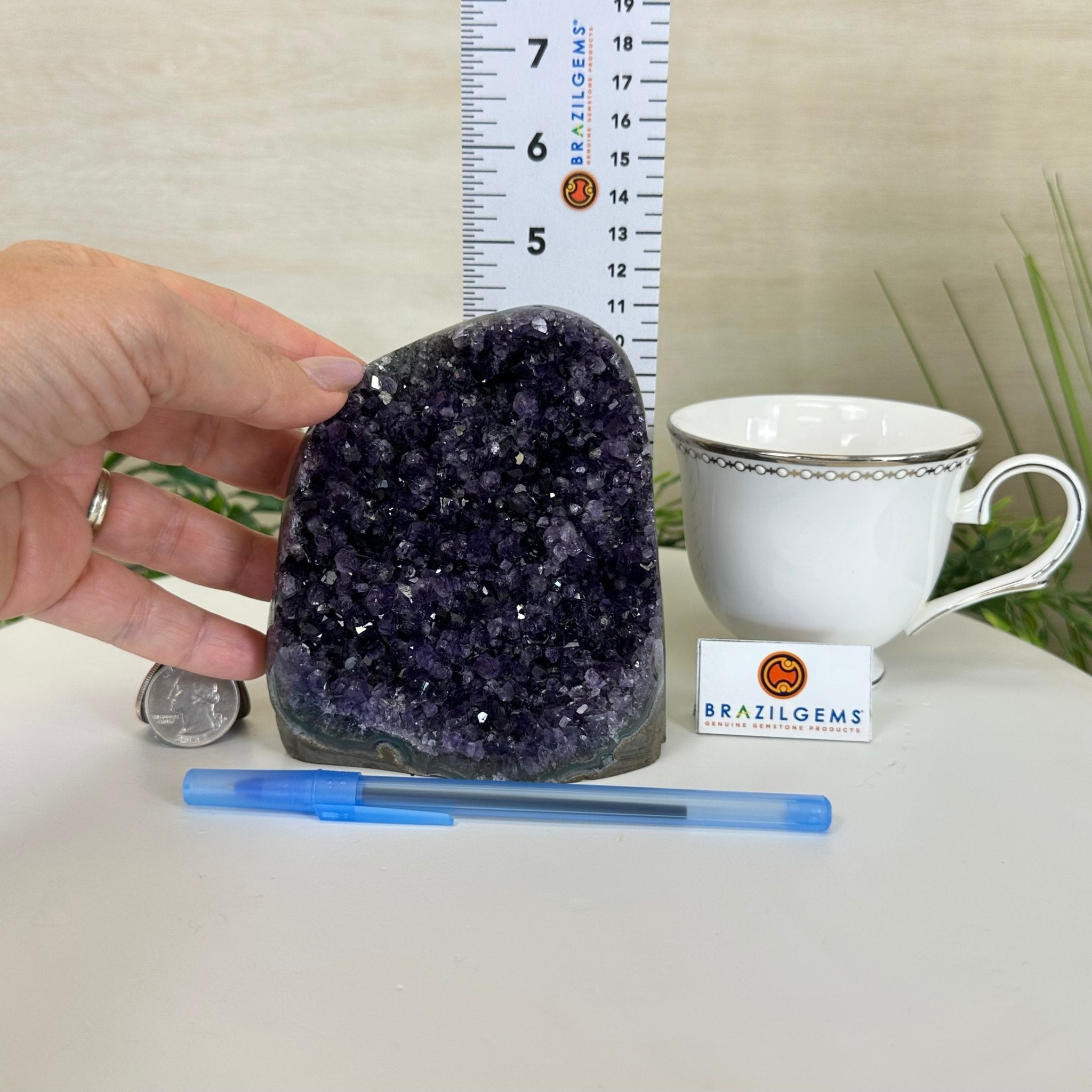 Small Extra Plus Quality Amethyst Cluster Flat Base, 4.7" Tall 5611 - 0924 - Brazil GemsBrazil GemsSmall Extra Plus Quality Amethyst Cluster Flat Base, 4.7" Tall 5611 - 0924Small Clusters with Flat Bases5611 - 0924
