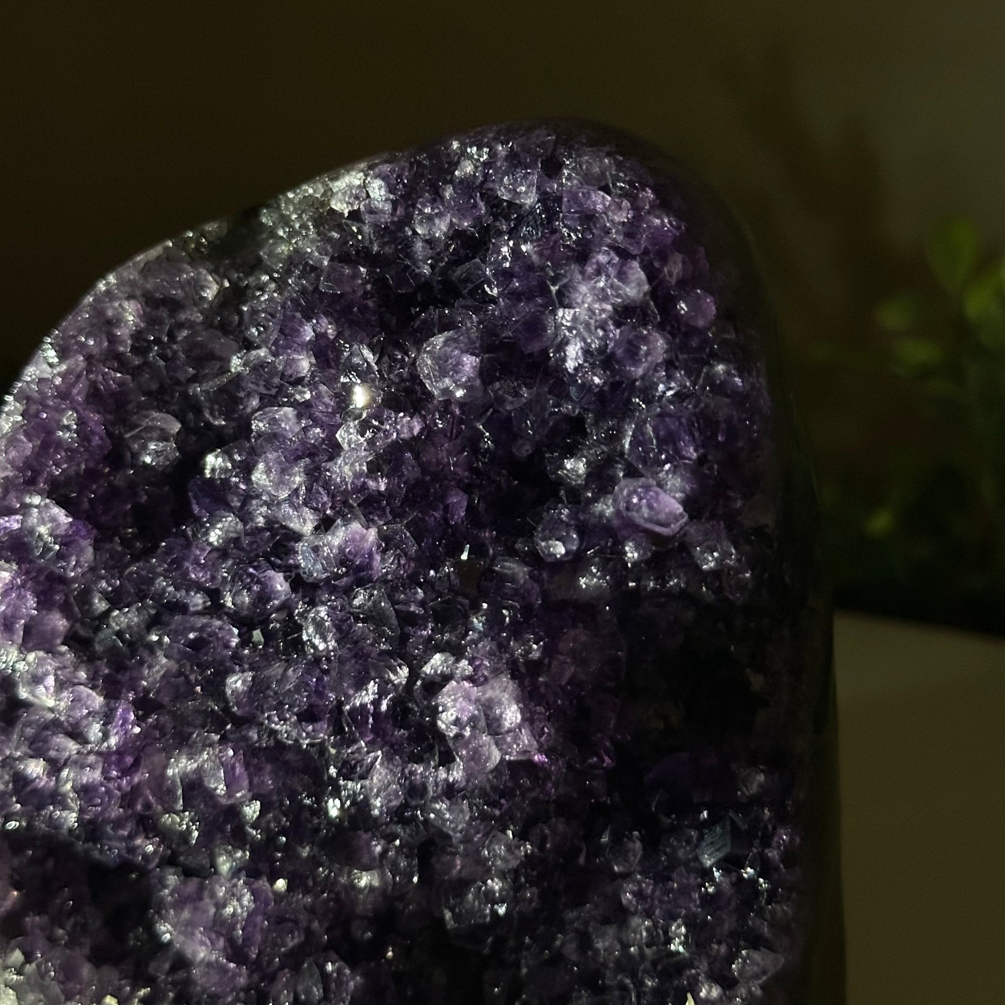 Small Extra Plus Quality Amethyst Cluster Flat Base, 4.7" Tall 5611 - 0924 - Brazil GemsBrazil GemsSmall Extra Plus Quality Amethyst Cluster Flat Base, 4.7" Tall 5611 - 0924Small Clusters with Flat Bases5611 - 0924