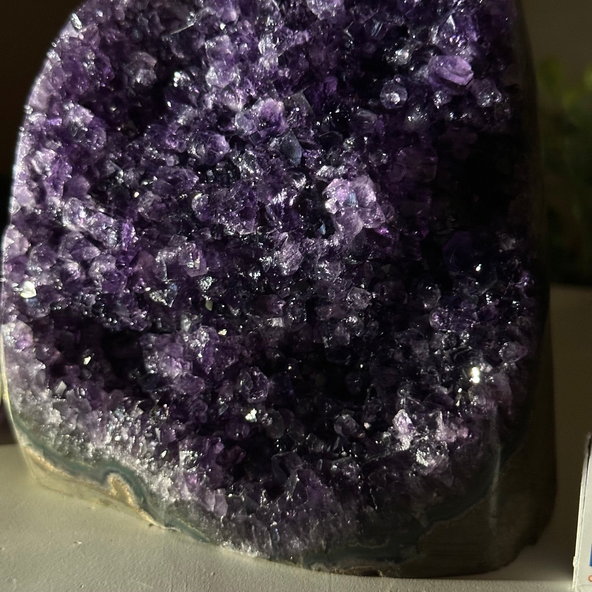 Small Extra Plus Quality Amethyst Cluster Flat Base, 4.7" Tall 5611 - 0924 - Brazil GemsBrazil GemsSmall Extra Plus Quality Amethyst Cluster Flat Base, 4.7" Tall 5611 - 0924Small Clusters with Flat Bases5611 - 0924