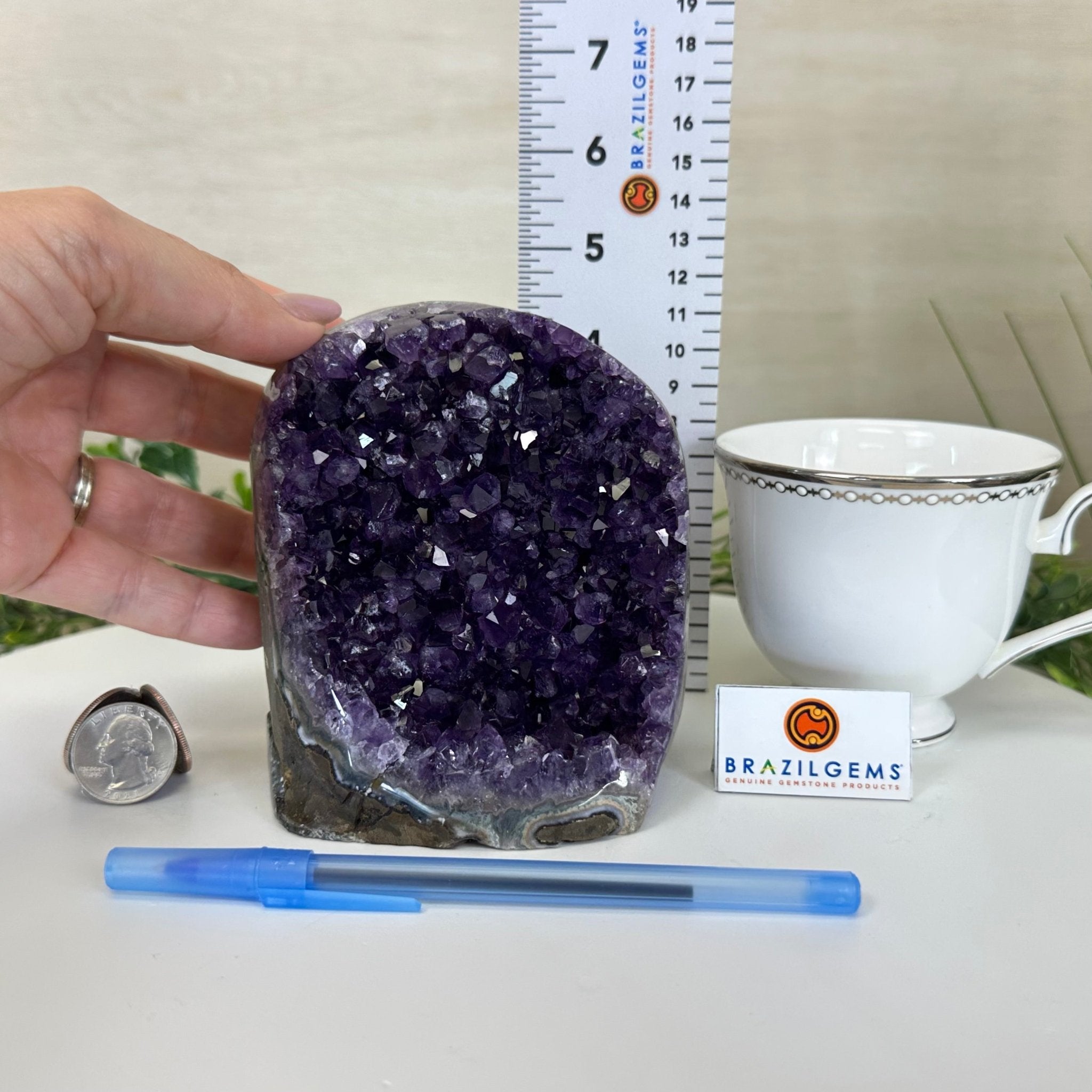 Small Extra Plus Quality Amethyst Cluster Flat Base, 4.8" Tall 5611 - 0927 - Brazil GemsBrazil GemsSmall Extra Plus Quality Amethyst Cluster Flat Base, 4.8" Tall 5611 - 0927Small Clusters with Flat Bases5611 - 0927