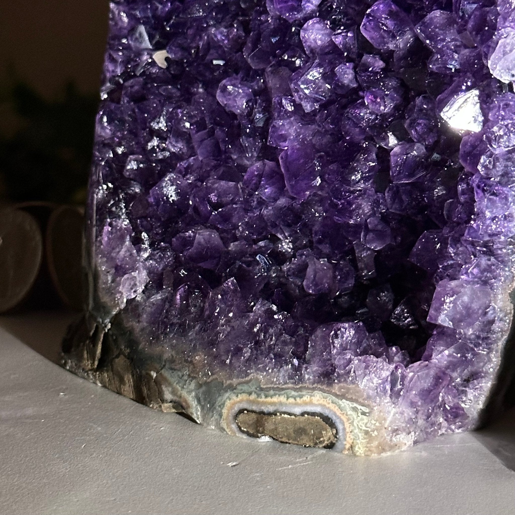 Small Extra Plus Quality Amethyst Cluster Flat Base, 4.8" Tall 5611 - 0927 - Brazil GemsBrazil GemsSmall Extra Plus Quality Amethyst Cluster Flat Base, 4.8" Tall 5611 - 0927Small Clusters with Flat Bases5611 - 0927