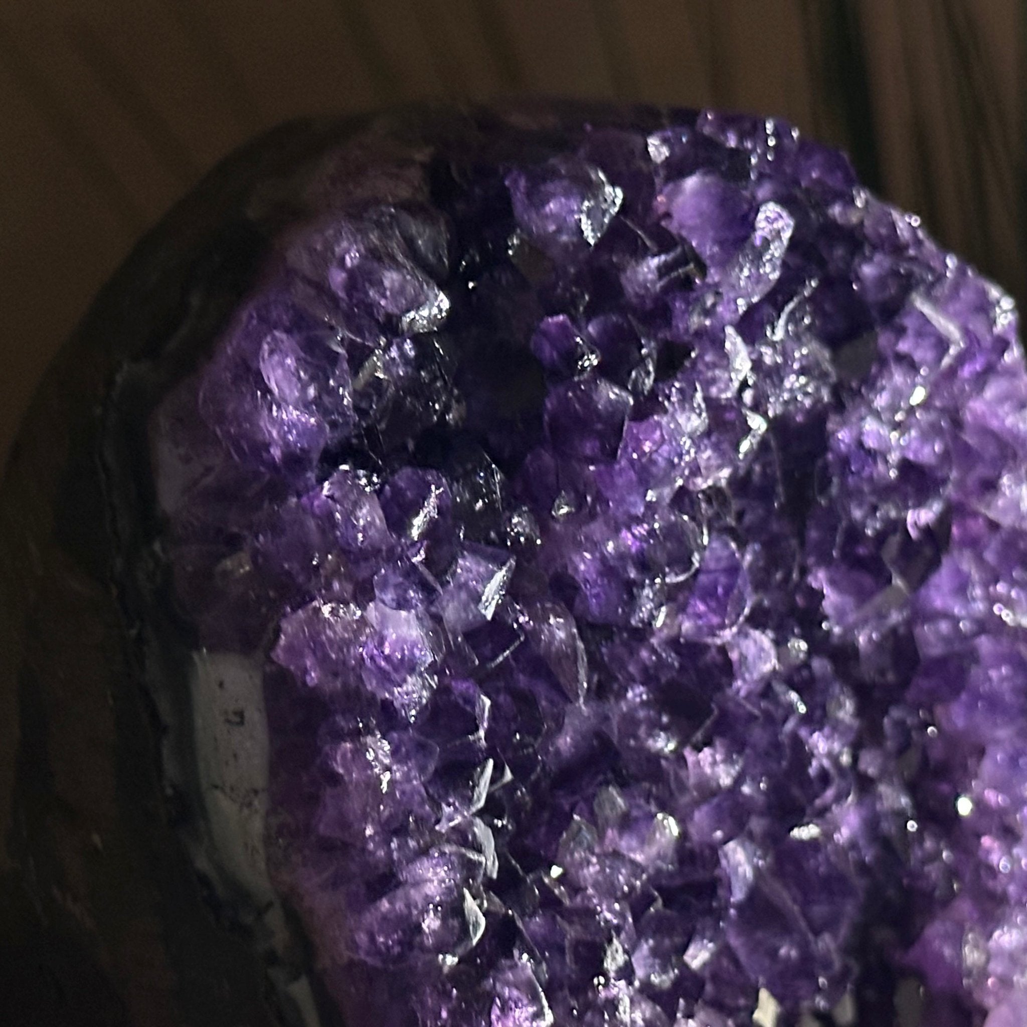 Small Extra Plus Quality Amethyst Cluster Flat Base, 4.8" Tall 5611 - 0927 - Brazil GemsBrazil GemsSmall Extra Plus Quality Amethyst Cluster Flat Base, 4.8" Tall 5611 - 0927Small Clusters with Flat Bases5611 - 0927