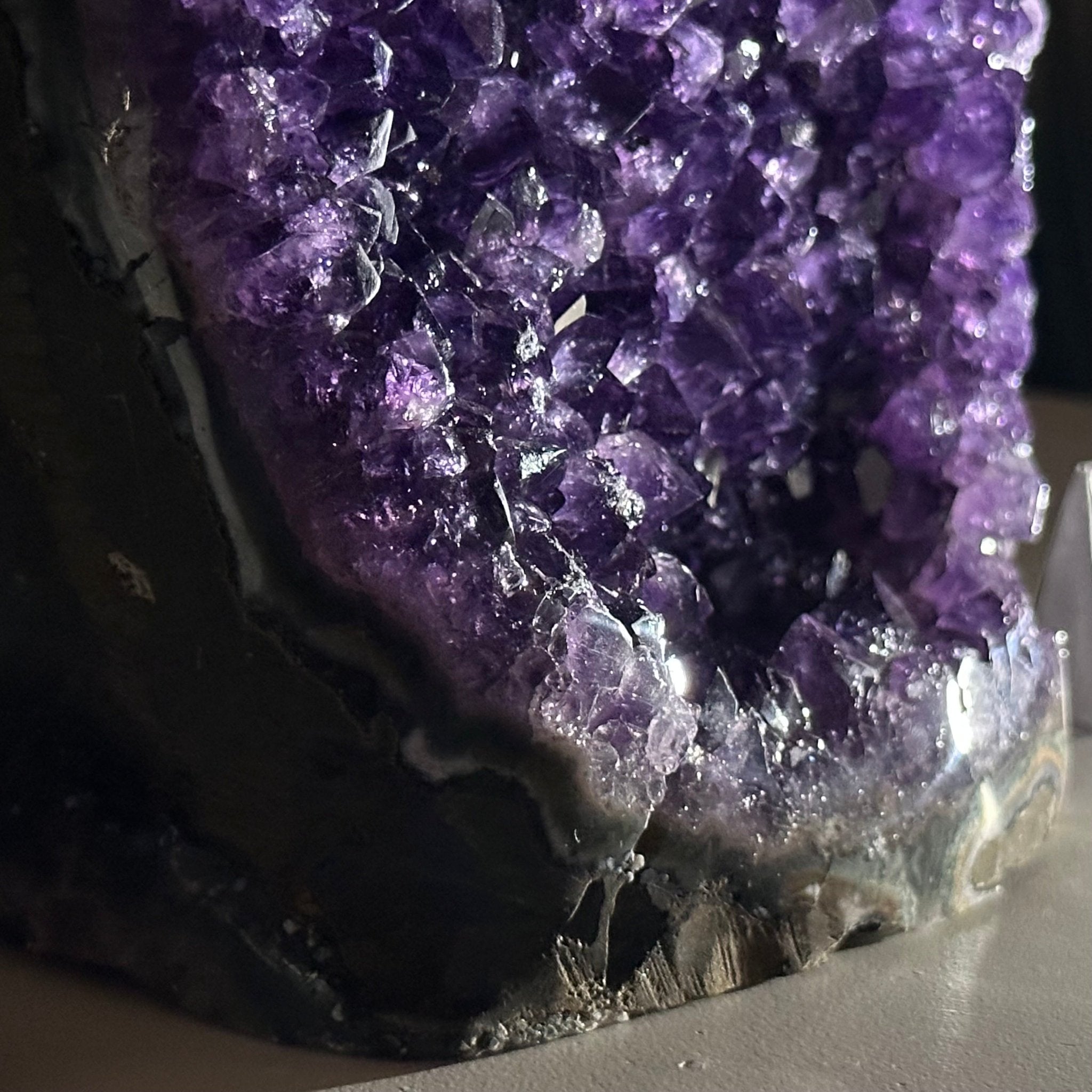 Small Extra Plus Quality Amethyst Cluster Flat Base, 4.8" Tall 5611 - 0927 - Brazil GemsBrazil GemsSmall Extra Plus Quality Amethyst Cluster Flat Base, 4.8" Tall 5611 - 0927Small Clusters with Flat Bases5611 - 0927