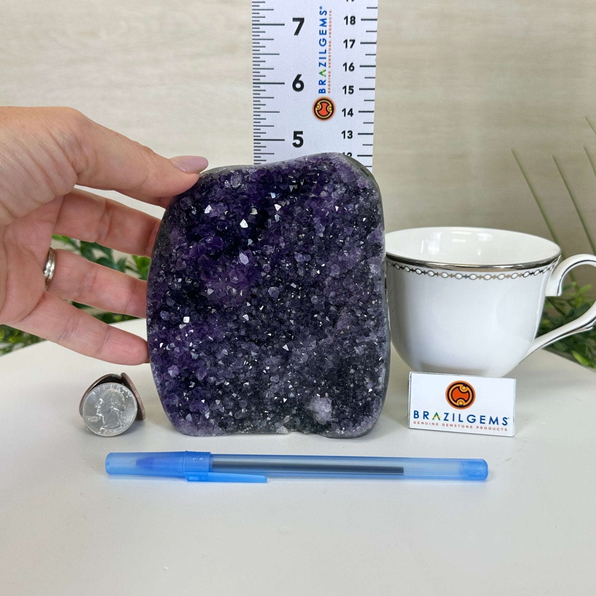 Small Extra Plus Quality Amethyst Cluster Flat Base, 5" Tall 5611 - 0921 - Brazil GemsBrazil GemsSmall Extra Plus Quality Amethyst Cluster Flat Base, 5" Tall 5611 - 0921Small Clusters with Flat Bases5611 - 0921