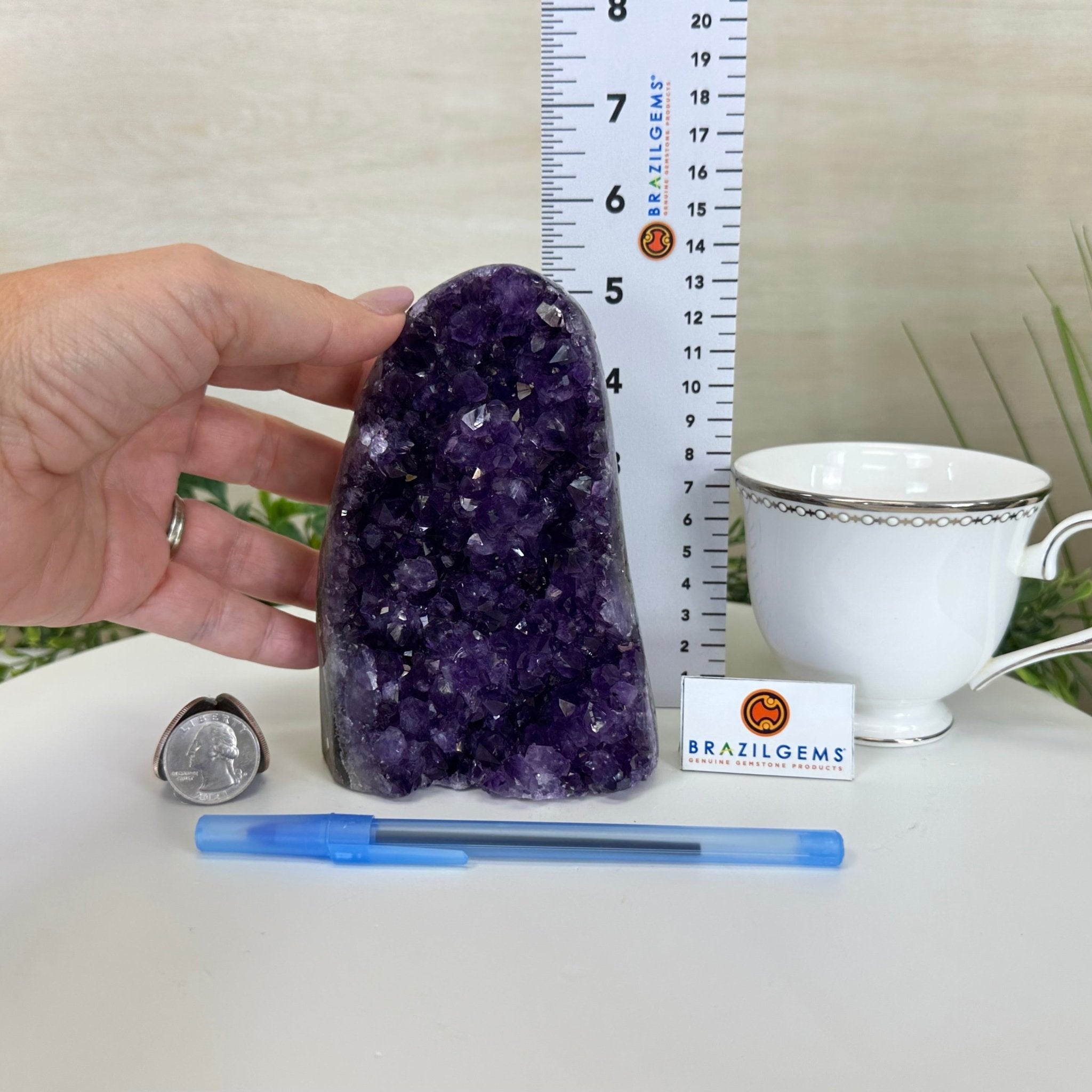 Small Extra Plus Quality Amethyst Cluster Flat Base, 5.4" Tall 5611 - 0923 - Brazil GemsBrazil GemsSmall Extra Plus Quality Amethyst Cluster Flat Base, 5.4" Tall 5611 - 0923Small Clusters with Flat Bases5611 - 0923