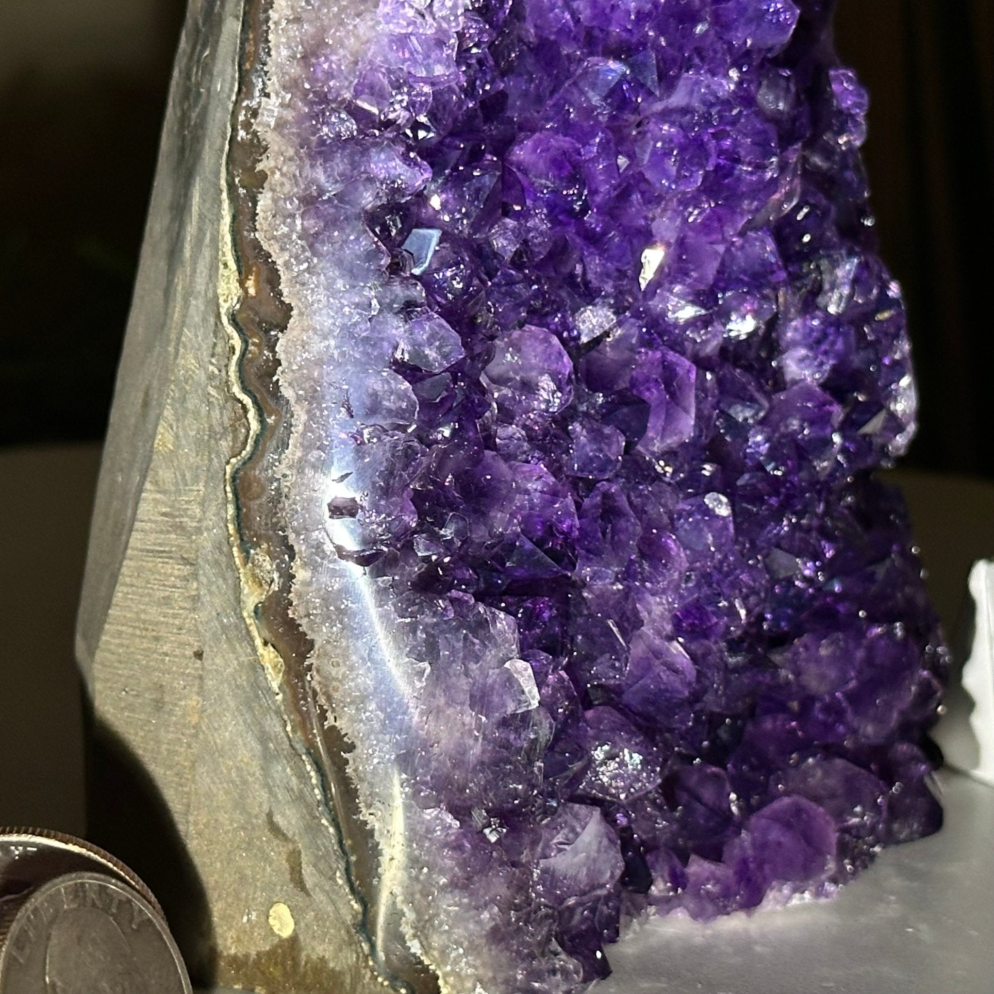 Small Extra Plus Quality Amethyst Cluster Flat Base, 5.4" Tall 5611 - 0923 - Brazil GemsBrazil GemsSmall Extra Plus Quality Amethyst Cluster Flat Base, 5.4" Tall 5611 - 0923Small Clusters with Flat Bases5611 - 0923
