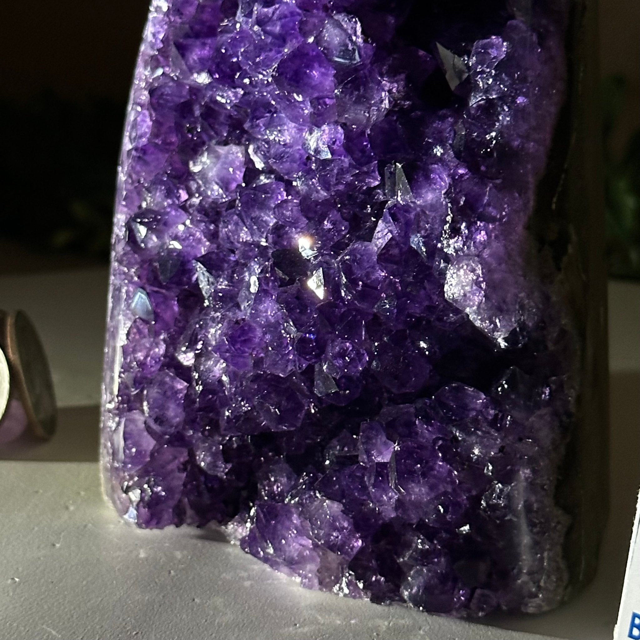 Small Extra Plus Quality Amethyst Cluster Flat Base, 5.4" Tall 5611 - 0923 - Brazil GemsBrazil GemsSmall Extra Plus Quality Amethyst Cluster Flat Base, 5.4" Tall 5611 - 0923Small Clusters with Flat Bases5611 - 0923