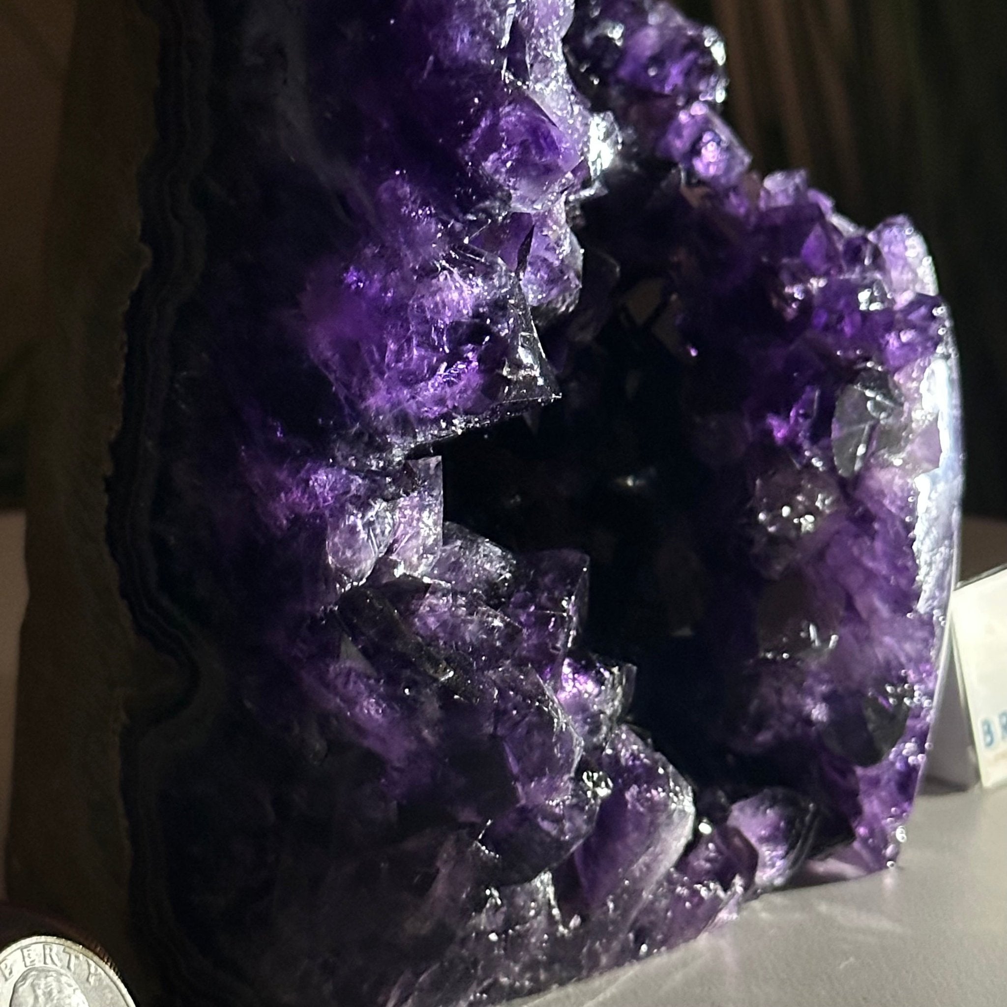 Small Extra Plus Quality Amethyst Cluster Flat Base, 6.3" Tall 5611 - 0928 - Brazil GemsBrazil GemsSmall Extra Plus Quality Amethyst Cluster Flat Base, 6.3" Tall 5611 - 0928Small Clusters with Flat Bases5611 - 0928