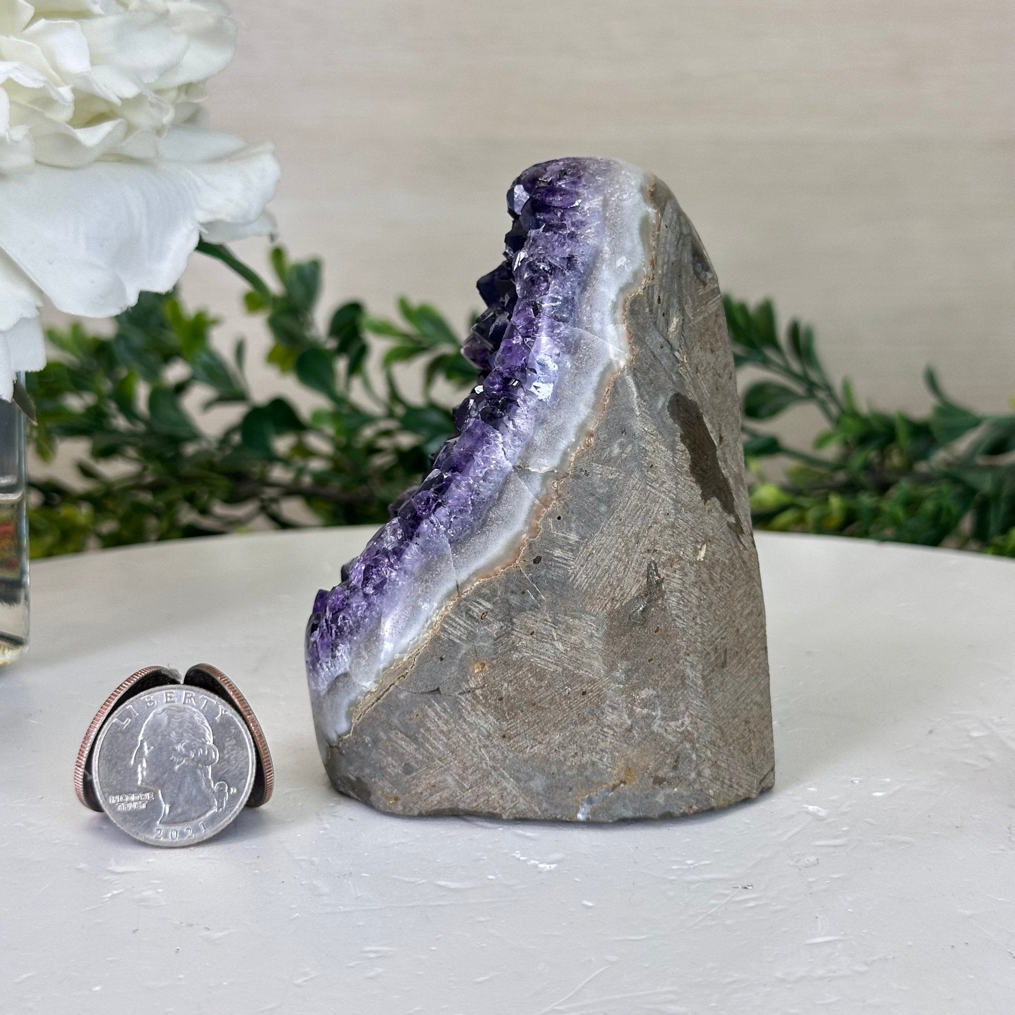 Small Extra Plus Quality Amethyst Cluster w/ flat bottom, 3.9" Tall #5611 - 0850 - Brazil GemsBrazil GemsSmall Extra Plus Quality Amethyst Cluster w/ flat bottom, 3.9" Tall #5611 - 0850Small Clusters with Flat Bases5611 - 0850