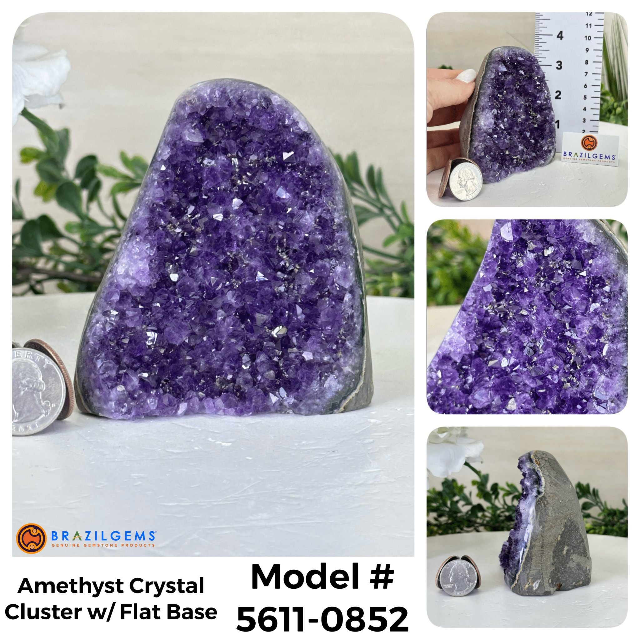 Small Extra Plus Quality Amethyst Crystal Cluster w/ flat base, Various Options #5611 - Brazil GemsBrazil GemsSmall Extra Plus Quality Amethyst Crystal Cluster w/ flat base, Various Options #5611Small Clusters with Flat Bases5611 - 0852