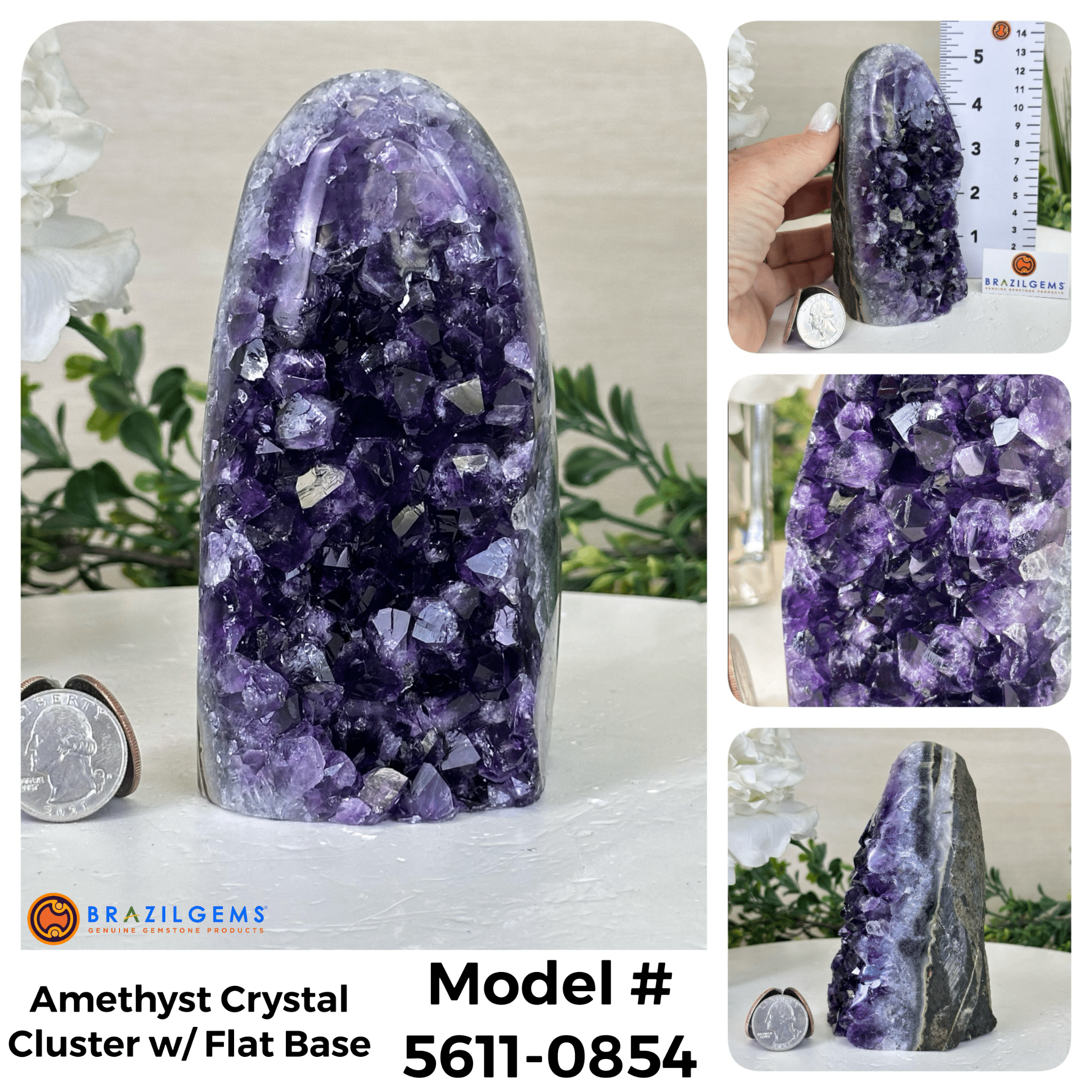 Small Extra Plus Quality Amethyst Crystal Cluster w/ flat base, Various Options #5611 - Brazil GemsBrazil GemsSmall Extra Plus Quality Amethyst Crystal Cluster w/ flat base, Various Options #5611Small Clusters with Flat Bases5611 - 0854