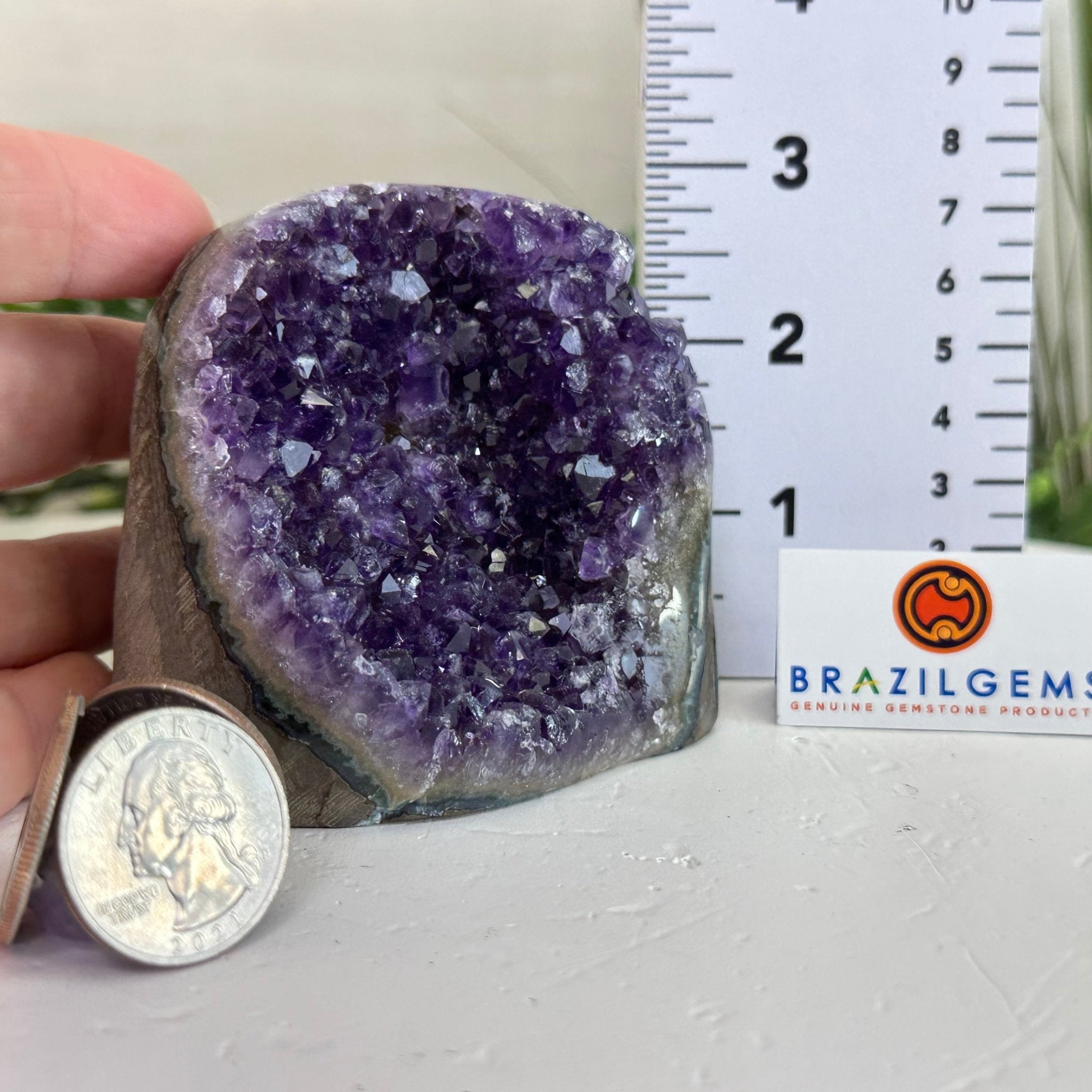 Small Extra Plus Quality Amethyst Crystal Cluster w/ flat bottom, 2.9" Tall #5611 - 0849 - Brazil GemsBrazil GemsSmall Extra Plus Quality Amethyst Crystal Cluster w/ flat bottom, 2.9" Tall #5611 - 0849Small Clusters with Flat Bases5611 - 0849