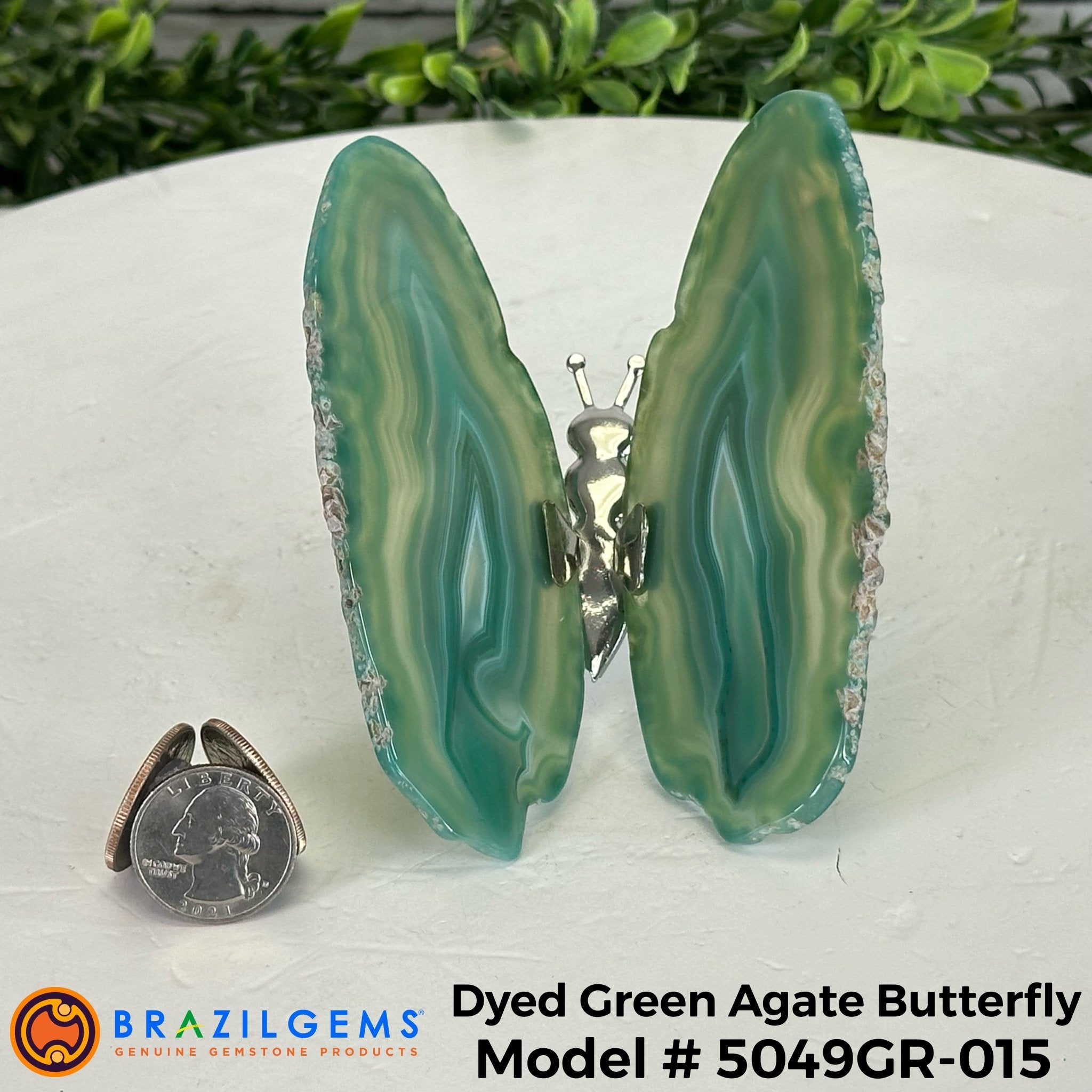 Small Green Agate "Butterfly Wings", ~ 4" Length #5049GR - Brazil GemsBrazil GemsSmall Green Agate "Butterfly Wings", ~ 4" Length #5049GRAgate Butterfly Wings5049GR-015