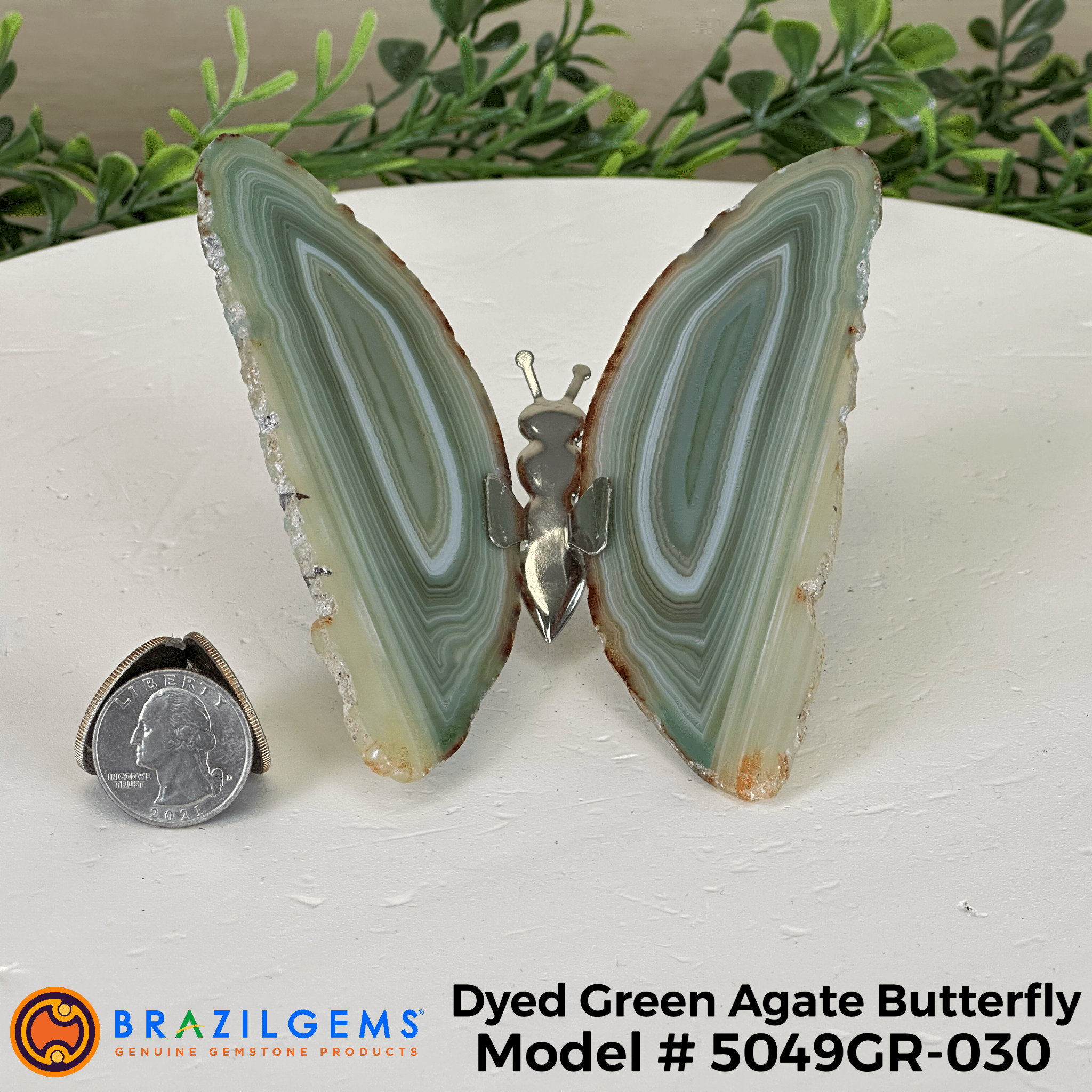 Small Green Agate "Butterfly Wings", ~ 4" Length #5049GR - Brazil GemsBrazil GemsSmall Green Agate "Butterfly Wings", ~ 4" Length #5049GRAgate Butterfly Wings5049GR - 022