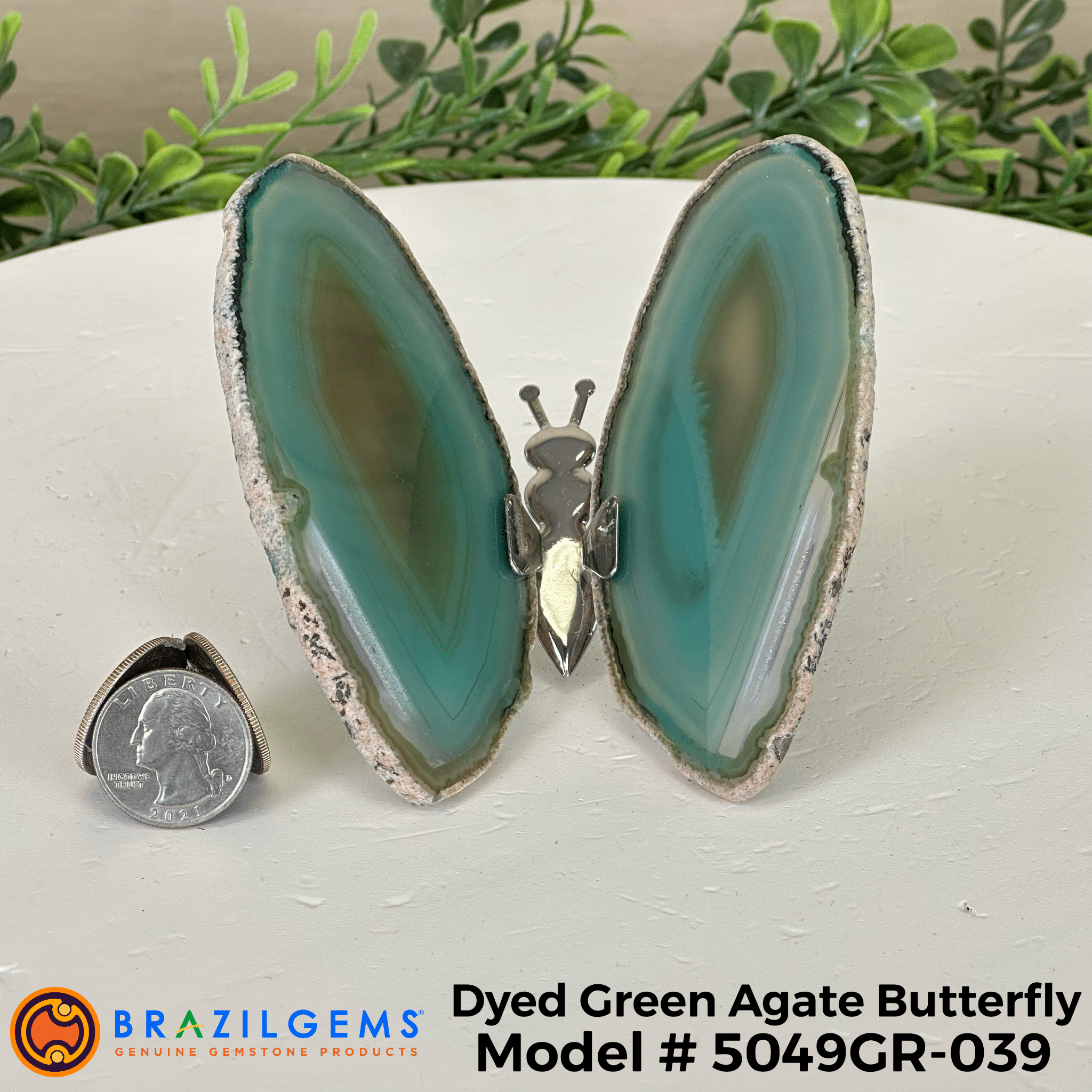 Small Green Agate "Butterfly Wings", ~ 4" Length #5049GR - Brazil GemsBrazil GemsSmall Green Agate "Butterfly Wings", ~ 4" Length #5049GRAgate Butterfly Wings5049GR - 022