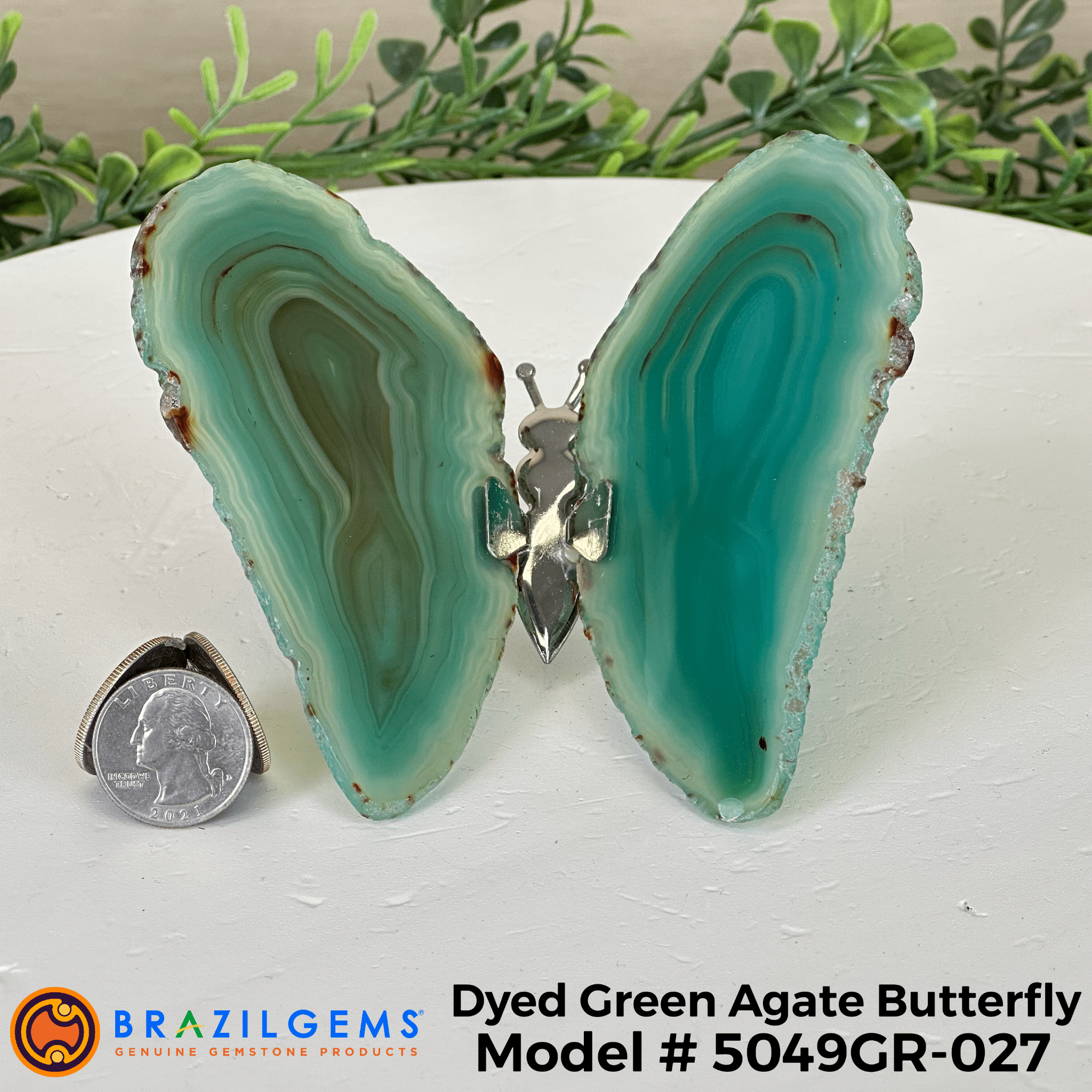 Small Green Agate "Butterfly Wings", ~ 4" Length #5049GR - Brazil GemsBrazil GemsSmall Green Agate "Butterfly Wings", ~ 4" Length #5049GRAgate Butterfly Wings5049GR - 022