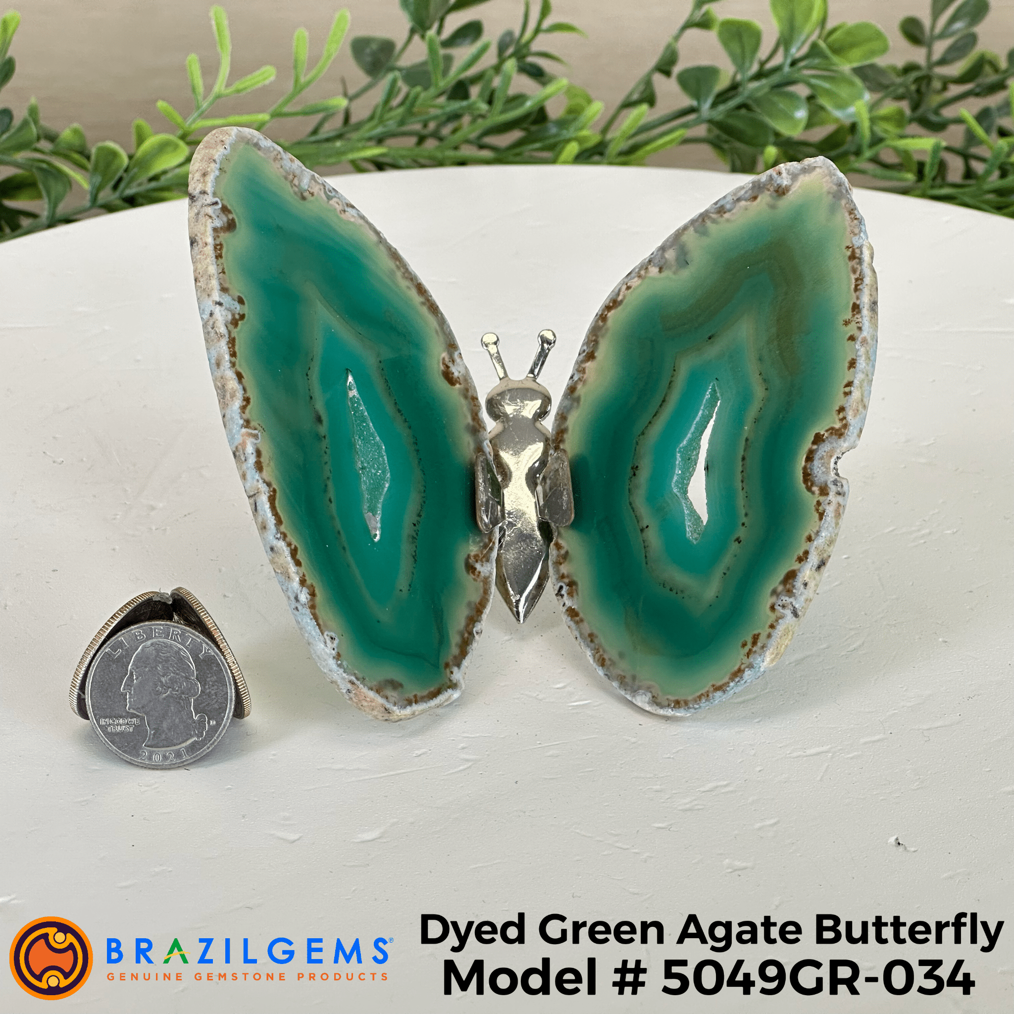 Small Green Agate "Butterfly Wings", ~ 4" Length #5049GR - Brazil GemsBrazil GemsSmall Green Agate "Butterfly Wings", ~ 4" Length #5049GRAgate Butterfly Wings5049GR - 022