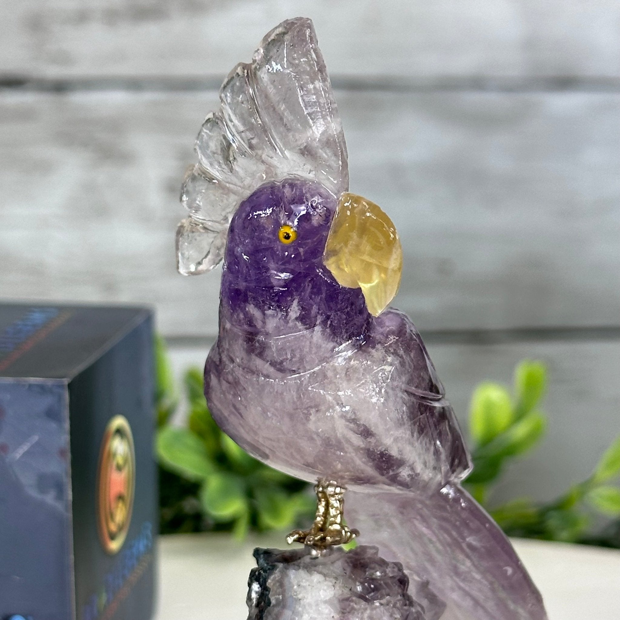 Small Hand - Carved Amethyst Cockatoo on an Amethyst Base, #3002 - AMCAM - 004 - Brazil GemsBrazil GemsSmall Hand - Carved Amethyst Cockatoo on an Amethyst Base, #3002 - AMCAM - 004Crystal Birds3002 - AMCAM - 004