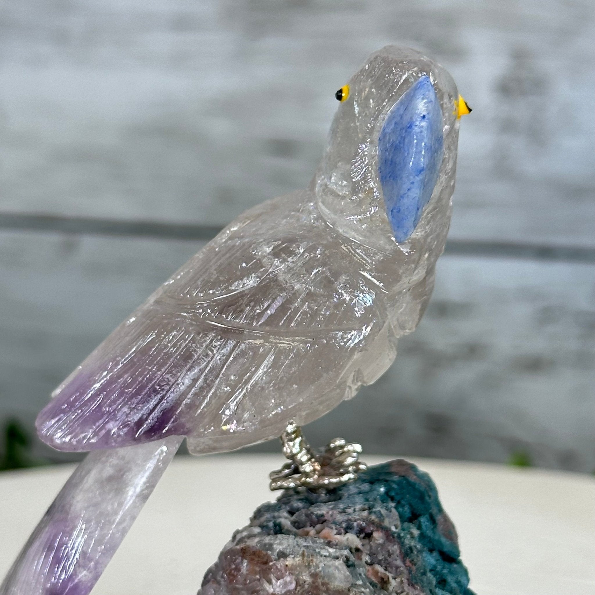 Small Hand - Carved Amethyst Parrot on an Amethyst Base #3002 - AMPAM - 022 - Brazil GemsBrazil GemsSmall Hand - Carved Amethyst Parrot on an Amethyst Base #3002 - AMPAM - 022Crystal Birds3002 - AMPAM - 022