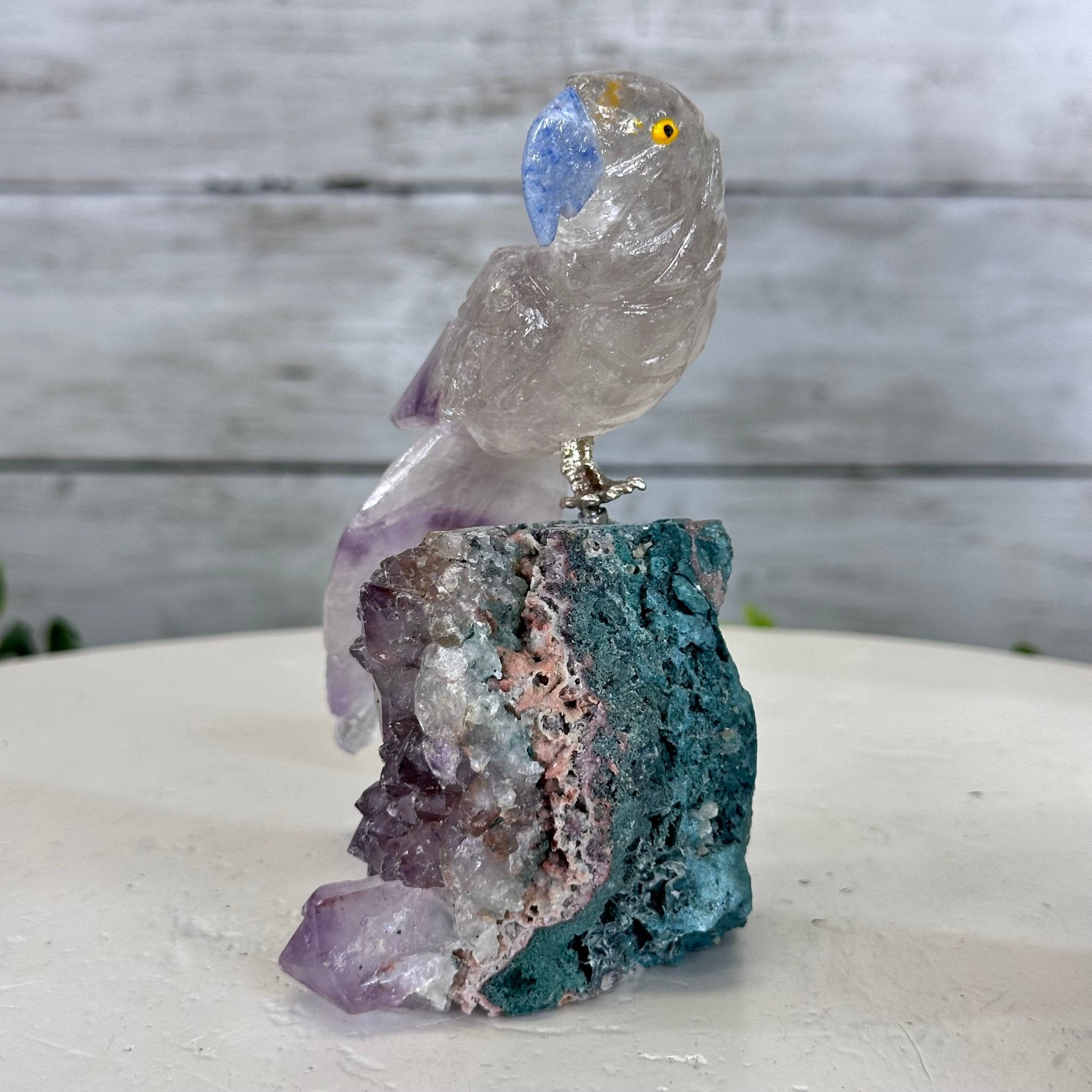 Small Hand - Carved Amethyst Parrot on an Amethyst Base #3002 - AMPAM - 022 - Brazil GemsBrazil GemsSmall Hand - Carved Amethyst Parrot on an Amethyst Base #3002 - AMPAM - 022Crystal Birds3002 - AMPAM - 022