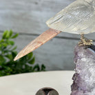 Small Hand - Carved Clear Quartz Parrot on an Amethyst Base, #3002 - CQPAM - 024 - Brazil GemsBrazil GemsSmall Hand - Carved Clear Quartz Parrot on an Amethyst Base, #3002 - CQPAM - 024Crystal Birds3002 - CQPAM - 024