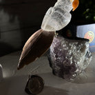 Small Hand - Carved Clear Quartz Parrot on an Amethyst Base, #3002 - CQPAM - 024 - Brazil GemsBrazil GemsSmall Hand - Carved Clear Quartz Parrot on an Amethyst Base, #3002 - CQPAM - 024Crystal Birds3002 - CQPAM - 024