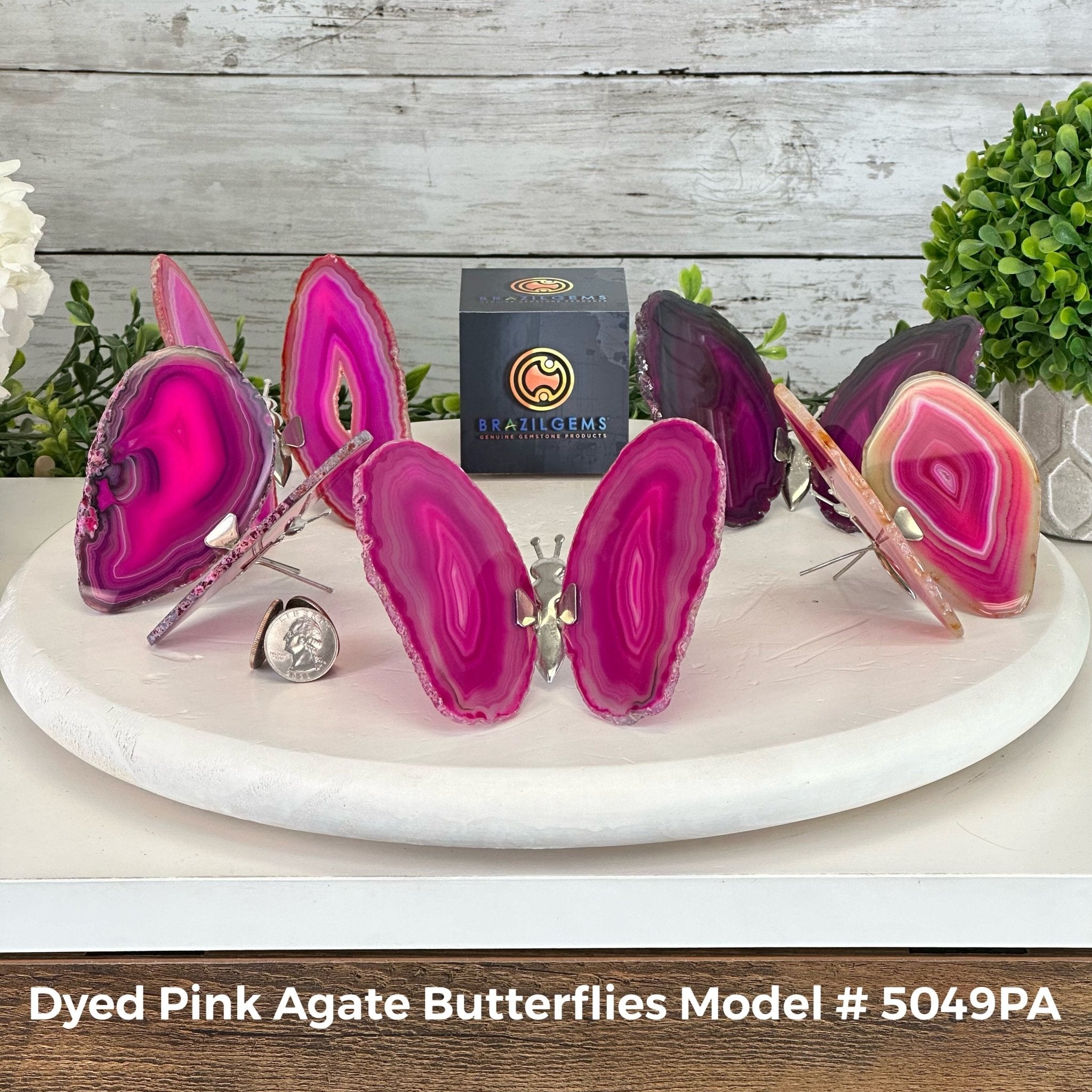 1) Large store Agate Crystal Slice Butterfly Pink