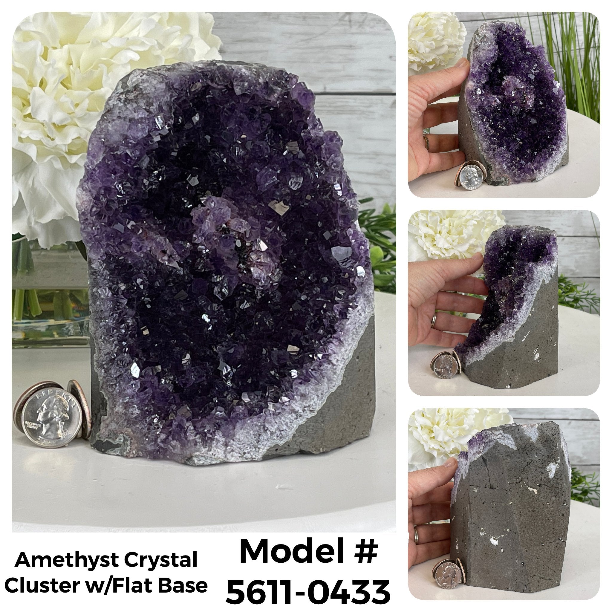 Small Super Quality Amethyst Crystal Cluster w/ flat base, Various Options #5611SQ - Brazil GemsBrazil GemsSmall Super Quality Amethyst Crystal Cluster w/ flat base, Various Options #5611SQSmall Clusters with Flat Bases5611-0433