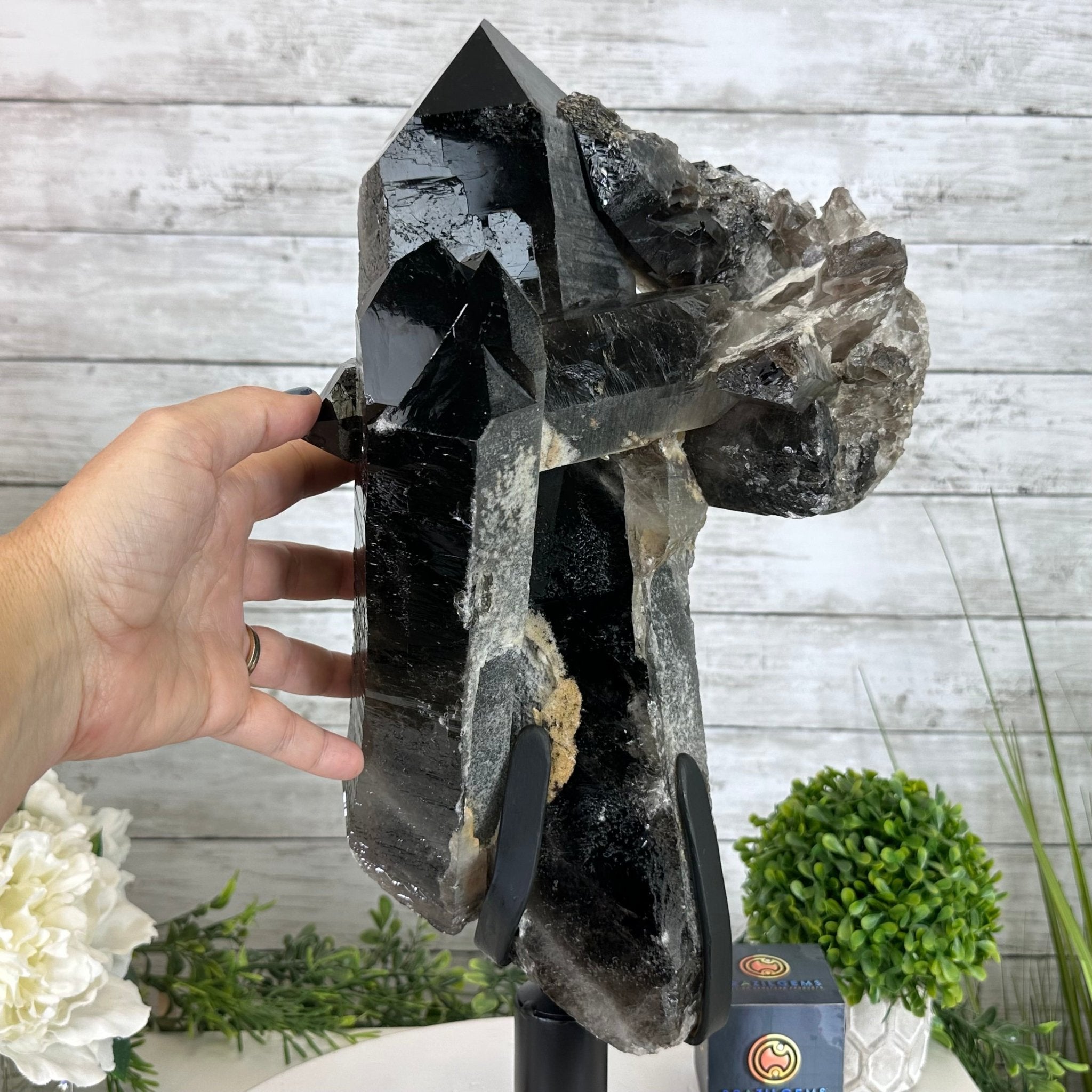 Smoky Quartz Cluster on a Rotating Stand # 5701-0002