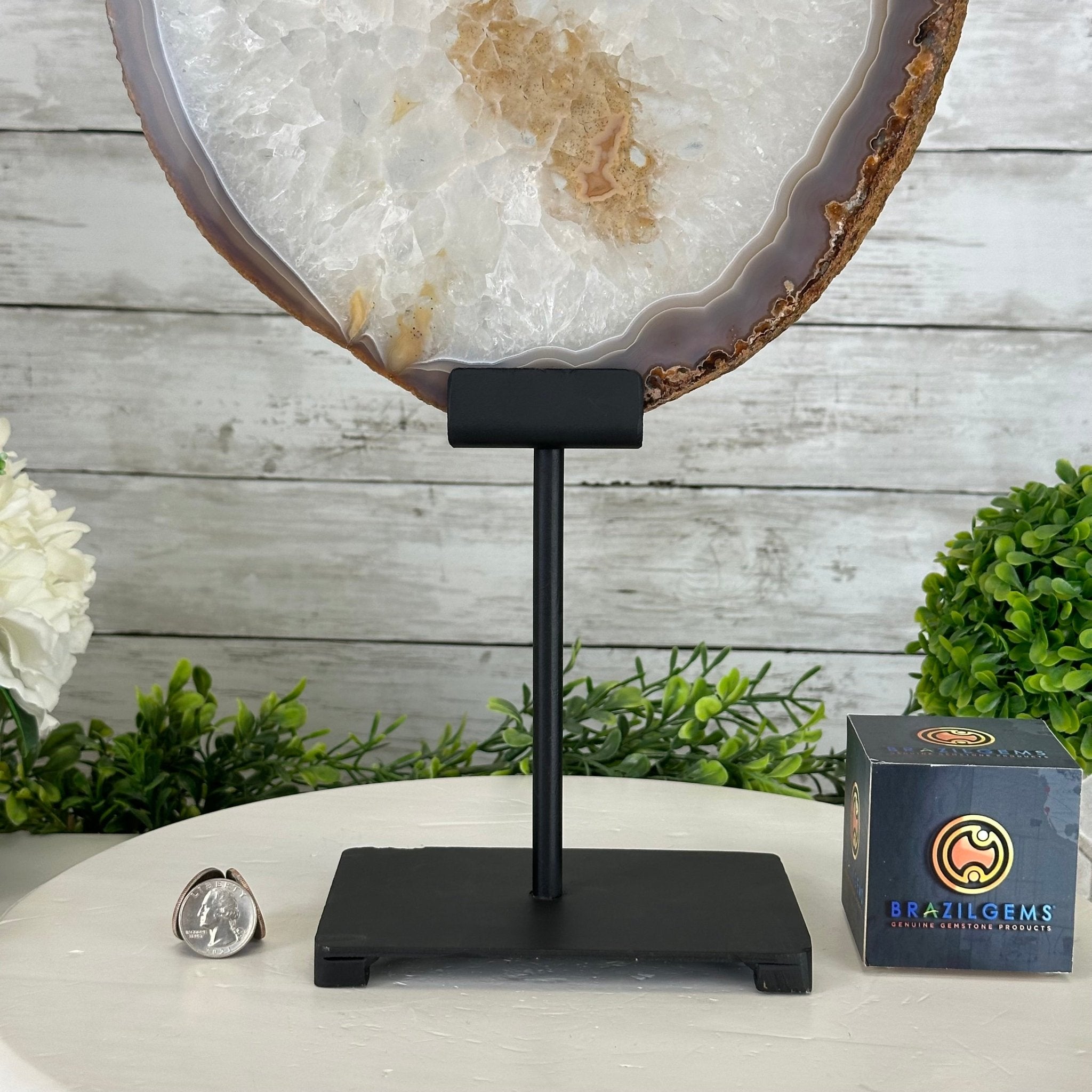 Special Large Natural Brazilian Agate Slice on a Metal Stand, 19" Tall #5056-0035 - Brazil GemsBrazil GemsSpecial Large Natural Brazilian Agate Slice on a Metal Stand, 19" Tall #5056-0035Slices on Fixed Bases5056-0035