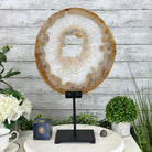 Special Large Natural Brazilian Agate Slice on a Metal Stand, 19.6" Tall #5056-0036 - Brazil GemsBrazil GemsSpecial Large Natural Brazilian Agate Slice on a Metal Stand, 19.6" Tall #5056-0036Slices on Fixed Bases5056-0036