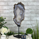 Special Large Natural Brazilian Agate Slice on a Metal Stand, 24.7" Tall #5056-0040 - Brazil GemsBrazil GemsSpecial Large Natural Brazilian Agate Slice on a Metal Stand, 24.7" Tall #5056-0040Slices on Fixed Bases5056-0040