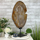 Special Large Natural Brazilian Agate Slice on a Metal Stand, 29.1" Tall #5056-0043 - Brazil GemsBrazil GemsSpecial Large Natural Brazilian Agate Slice on a Metal Stand, 29.1" Tall #5056-0043Slices on Fixed Bases5056-0043