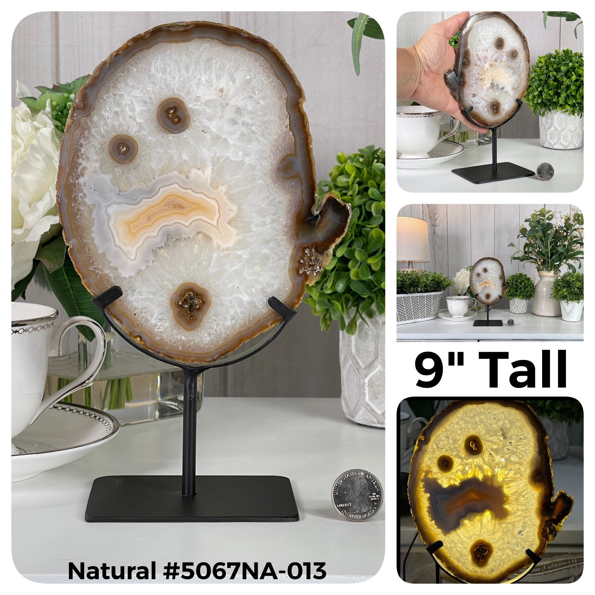 Special Smaller Natural Brazilian Agate Slices on Metal Stands Model #5067 by Brazil Gems - Brazil GemsBrazil GemsSpecial Smaller Natural Brazilian Agate Slices on Metal Stands Model #5067 by Brazil GemsSlices on Fixed Bases5067NA-013