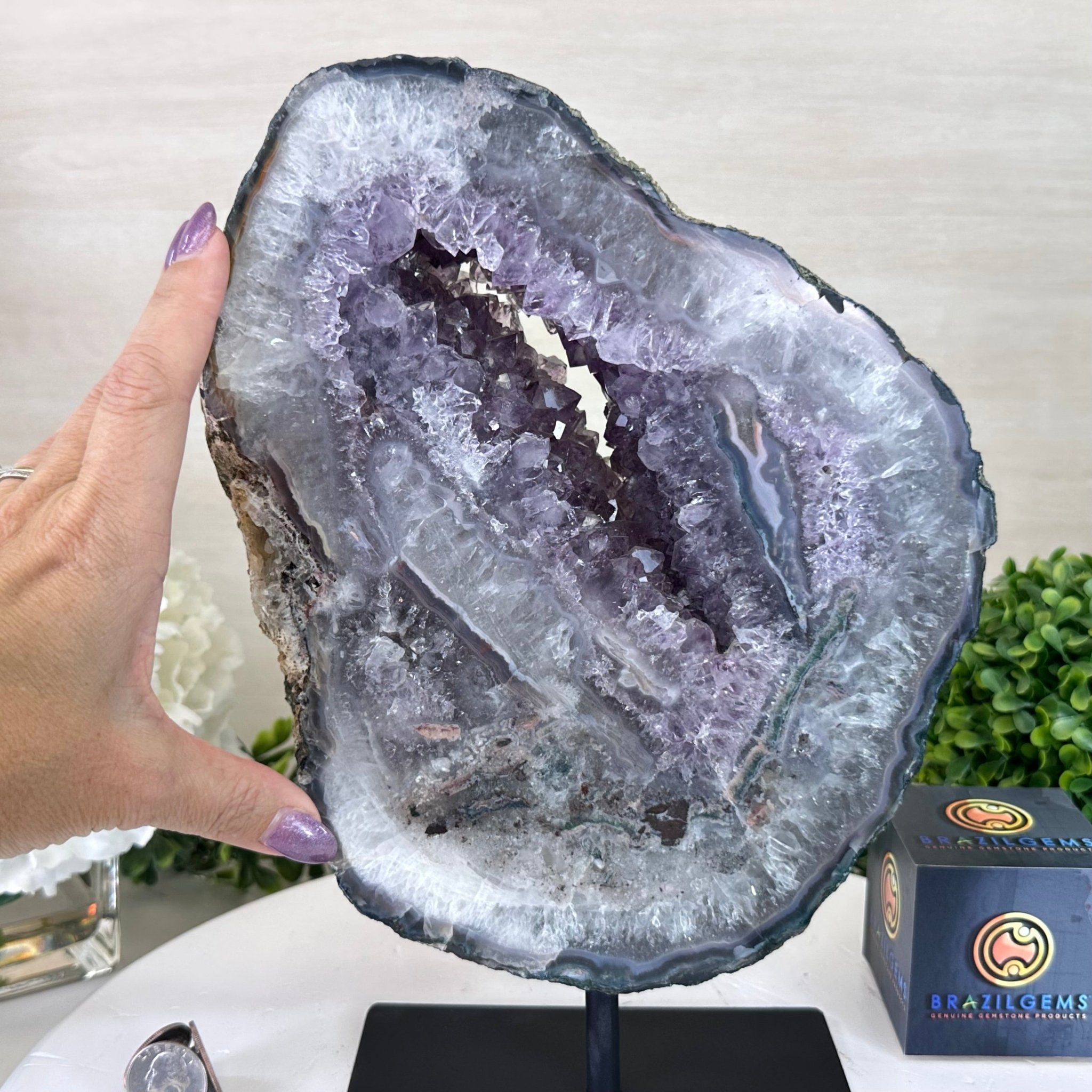 Standard Plus Quality Amethyst Crystal Slice, 10.1 lbs & 11.4" Tall #5621AM - 006 - Brazil GemsBrazil GemsStandard Plus Quality Amethyst Crystal Slice, 10.1 lbs & 11.4" Tall #5621AM - 006Slices on Fixed Bases5621AM - 006