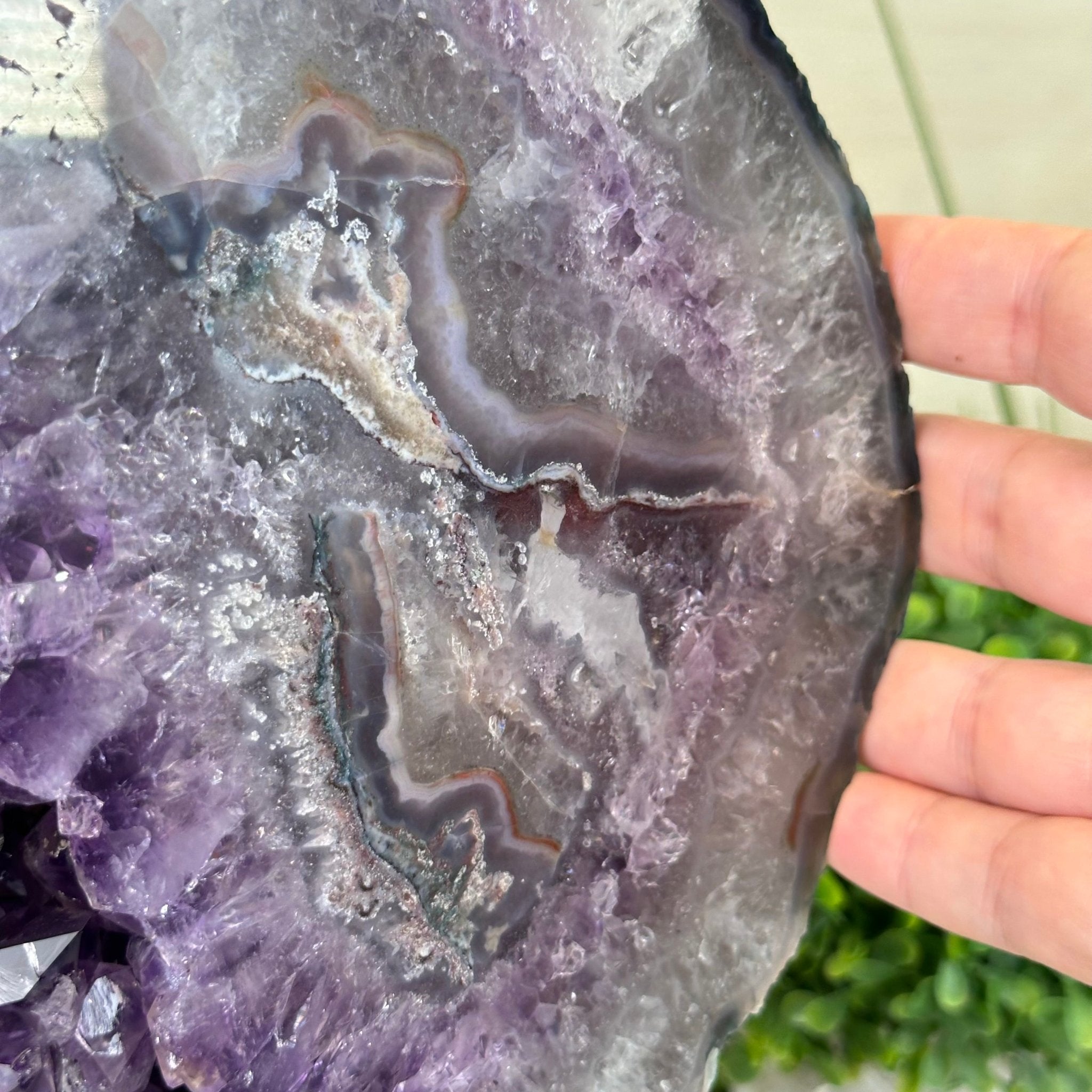 Standard Plus Quality Amethyst Crystal Slice, 10.3 lbs & 11.9" Tall #5621AM - 007 - Brazil GemsBrazil GemsStandard Plus Quality Amethyst Crystal Slice, 10.3 lbs & 11.9" Tall #5621AM - 007Slices on Fixed Bases5621AM - 007