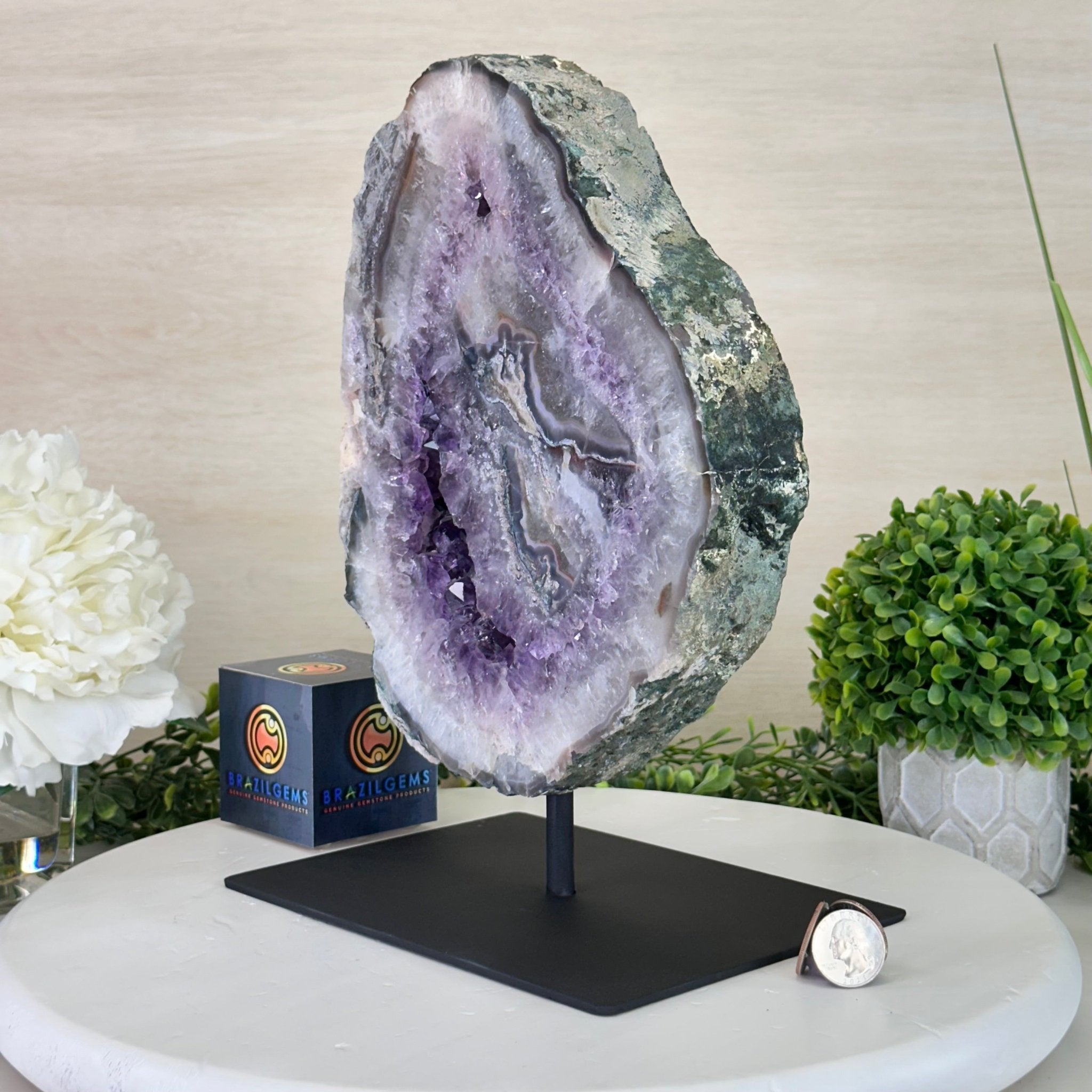 Standard Plus Quality Amethyst Crystal Slice, 10.3 lbs & 11.9" Tall #5621AM - 007 - Brazil GemsBrazil GemsStandard Plus Quality Amethyst Crystal Slice, 10.3 lbs & 11.9" Tall #5621AM - 007Slices on Fixed Bases5621AM - 007