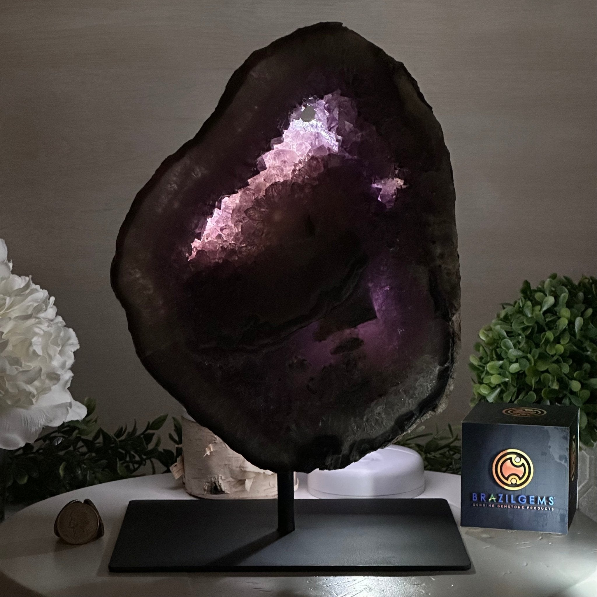 Standard Plus Quality Amethyst Crystal Slice, 10.3 lbs & 11.9" Tall #5621AM - 007 - Brazil GemsBrazil GemsStandard Plus Quality Amethyst Crystal Slice, 10.3 lbs & 11.9" Tall #5621AM - 007Slices on Fixed Bases5621AM - 007