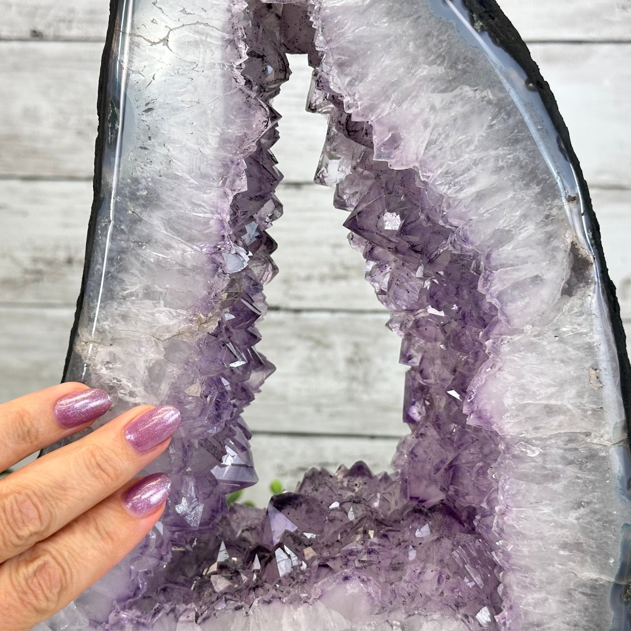 Standard Plus Quality Open 2 - Sided Amethyst Cathedral 15.8 lbs & 14" Tall #5605 - 0167 - Brazil GemsBrazil GemsStandard Plus Quality Open 2 - Sided Amethyst Cathedral 15.8 lbs & 14" Tall #5605 - 0167Open 2 - Sided Cathedrals5605 - 0167