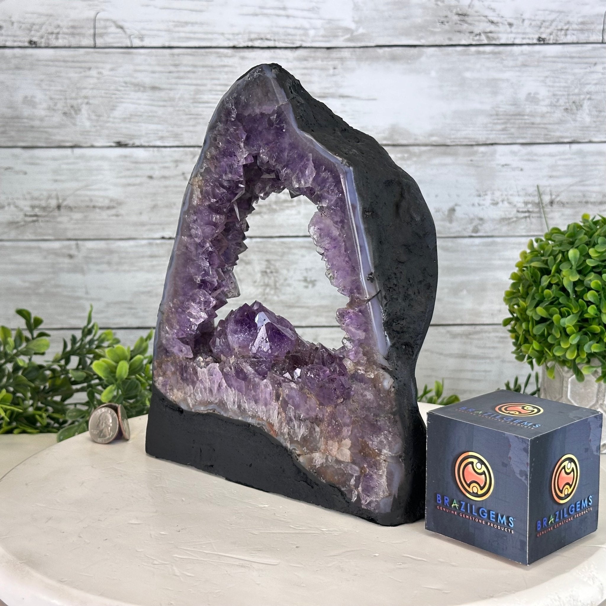 Standard Plus Quality Open 2 - Sided Amethyst Cathedral 7.3 lbs & 9.7" Tall #5605 - 0158 - Brazil GemsBrazil GemsStandard Plus Quality Open 2 - Sided Amethyst Cathedral 7.3 lbs & 9.7" Tall #5605 - 0158Open 2 - Sided Cathedrals5605 - 0158